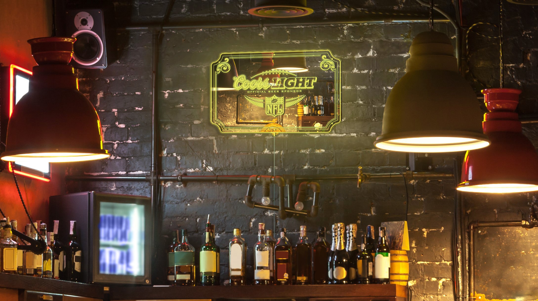 Coors Light Football RGB LED Neon Sign with Elegant Mirror Backing