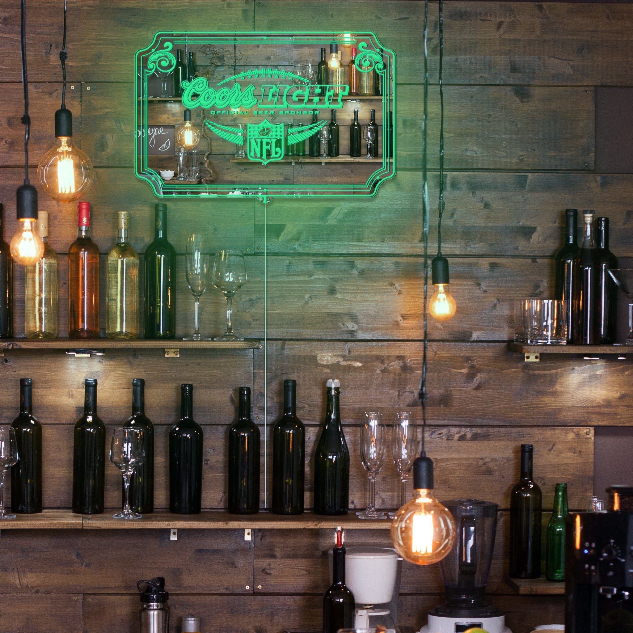 Coors Light Football RGB LED Neon Sign with Elegant Mirror Backing