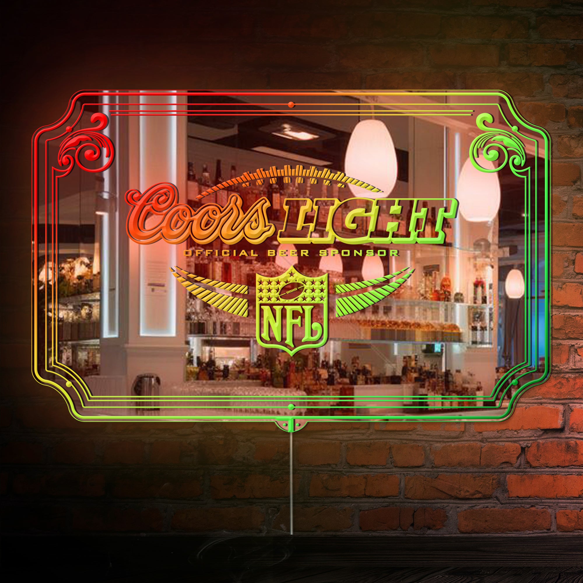 Coors Light Football RGB LED Neon Sign with Elegant Mirror Backing