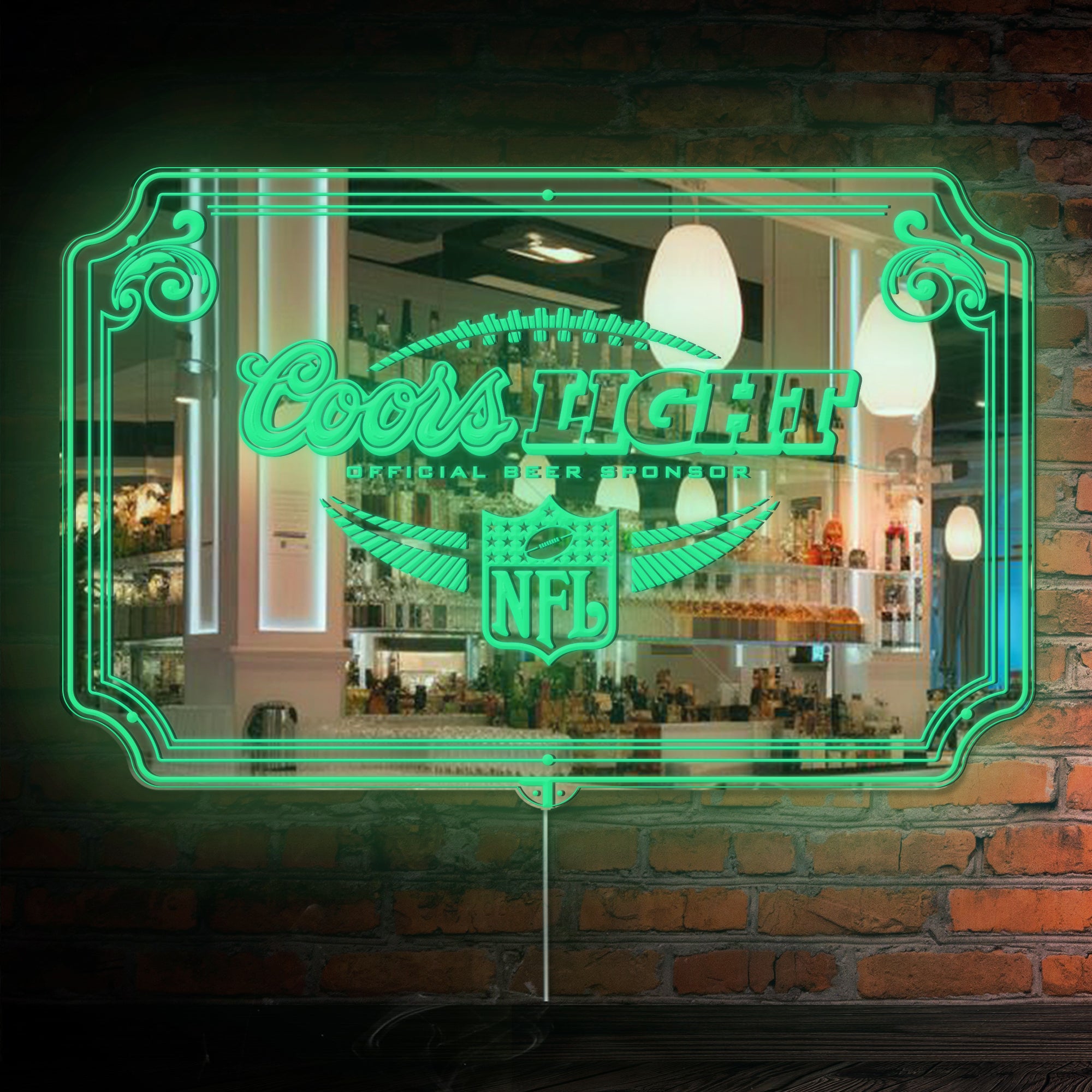 Coors Light Football RGB LED Neon Sign with Elegant Mirror Backing