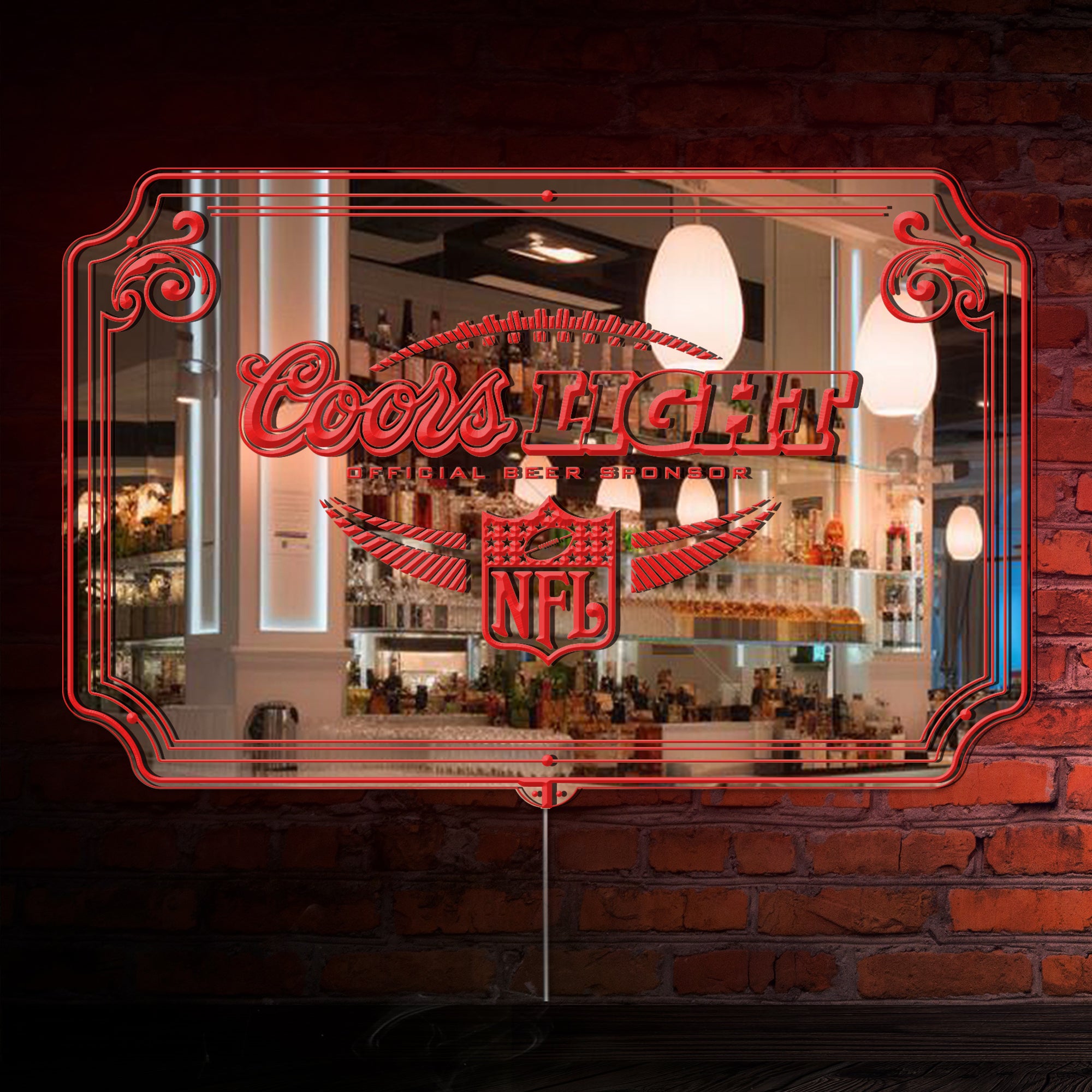 Coors Light Football RGB LED Neon Sign with Elegant Mirror Backing