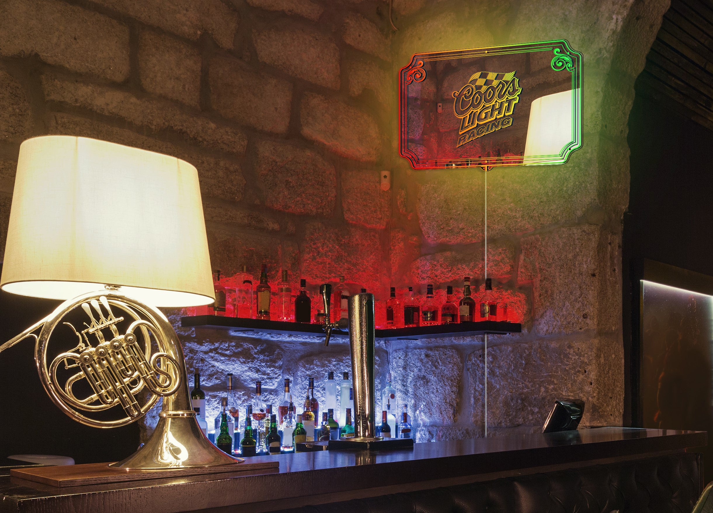 Coors Light Racing RGB LED Neon Sign with Elegant Mirror Backing