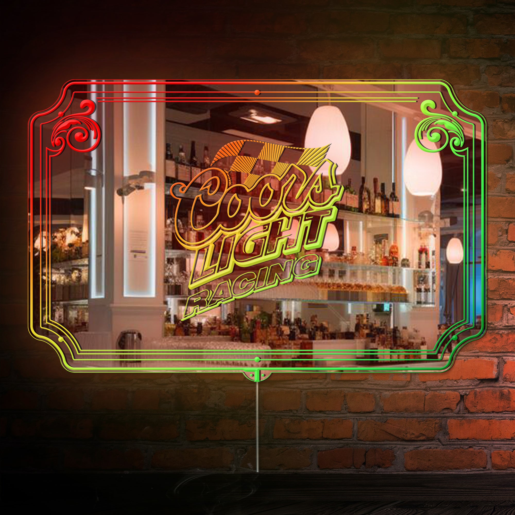 Coors Light Racing RGB LED Neon Sign with Elegant Mirror Backing