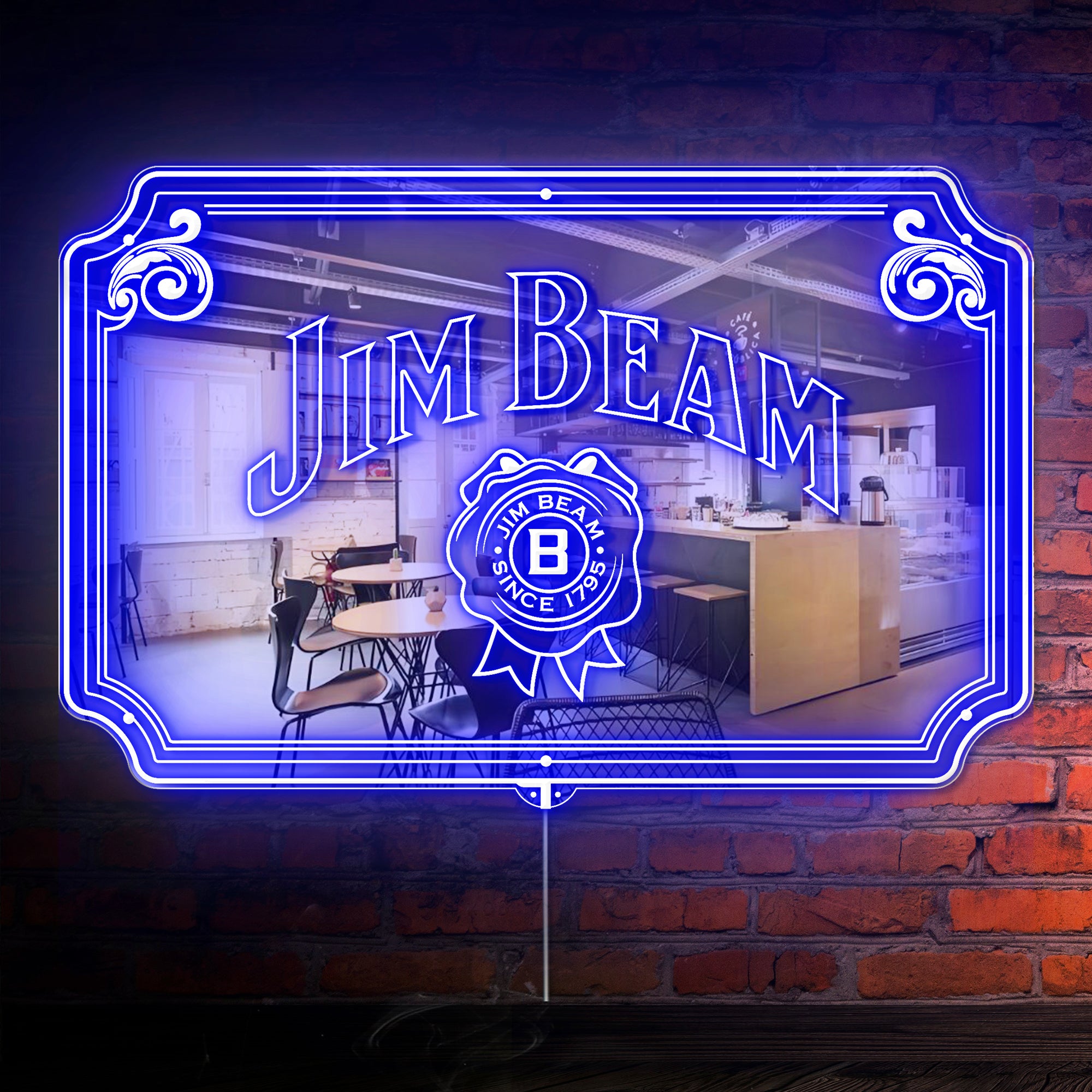 Jim Beam RGB LED Neon Sign with Elegant Mirror Backing