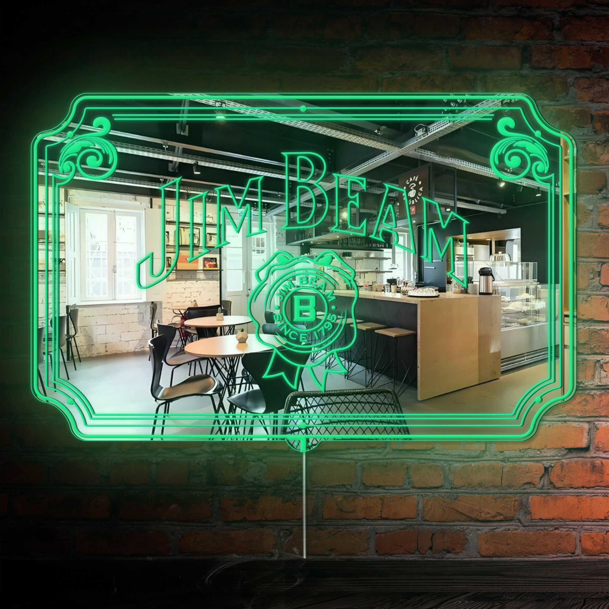 Jim Beam RGB LED Neon Sign with Elegant Mirror Backing