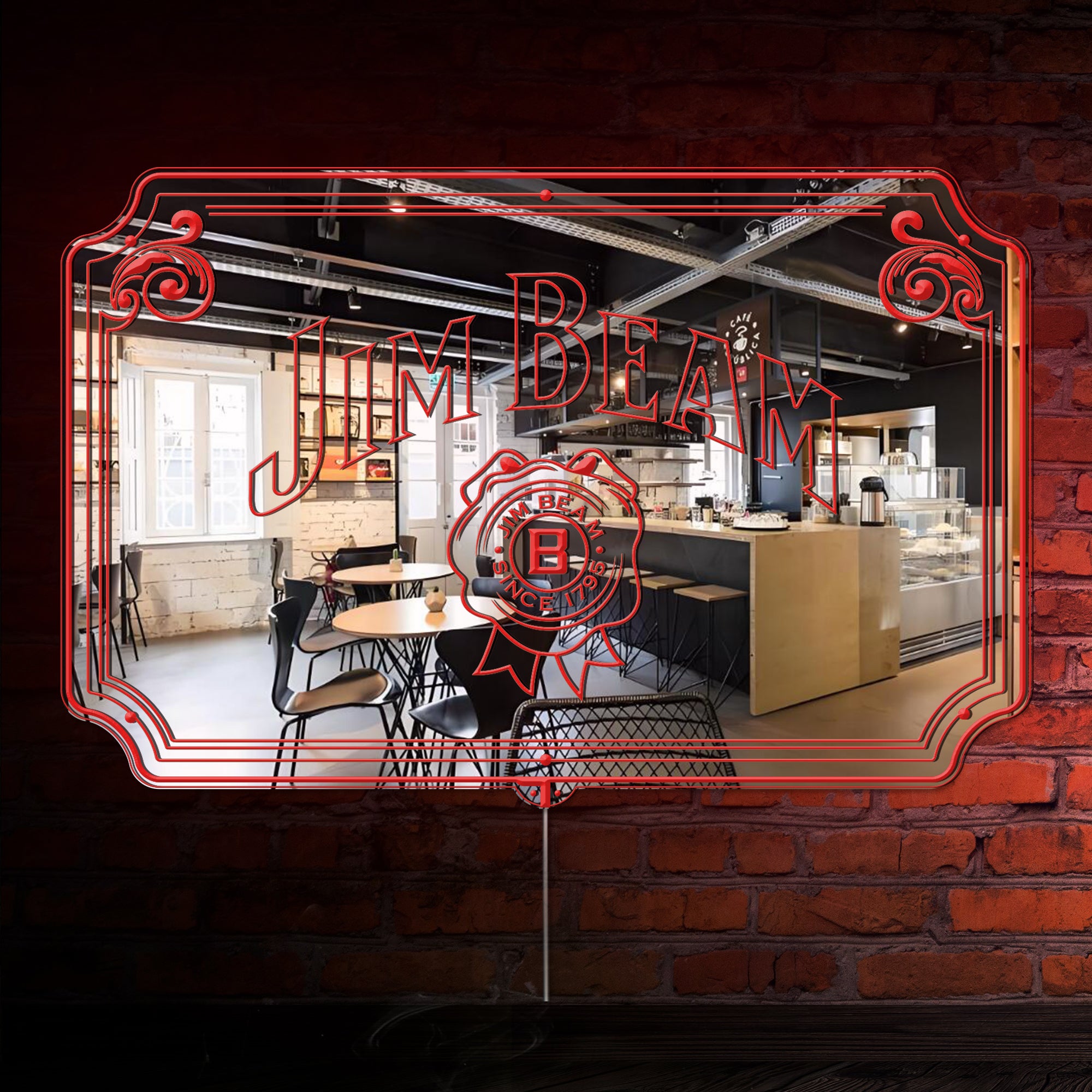 Jim Beam RGB LED Neon Sign with Elegant Mirror Backing