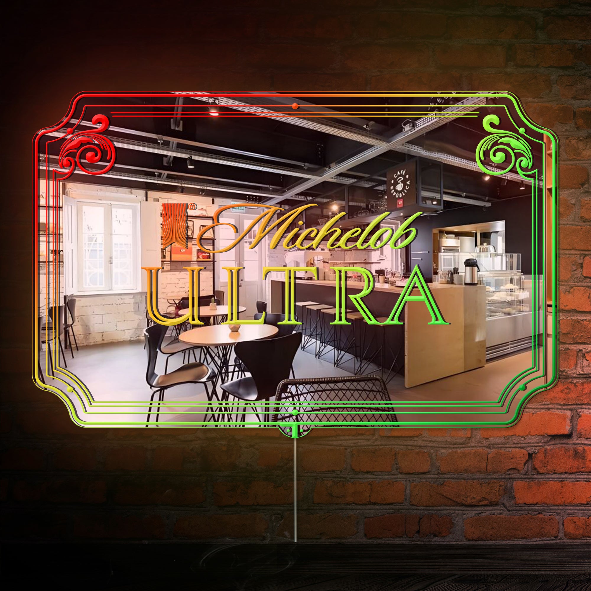 Michelob Ultra RGB LED Neon Sign with Elegant Mirror Backing