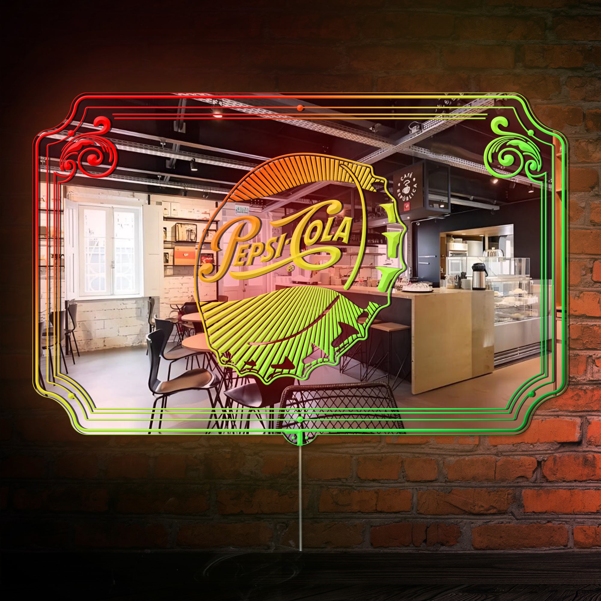 Pepsi Cola RGB LED Neon Sign with Elegant Mirror Backing