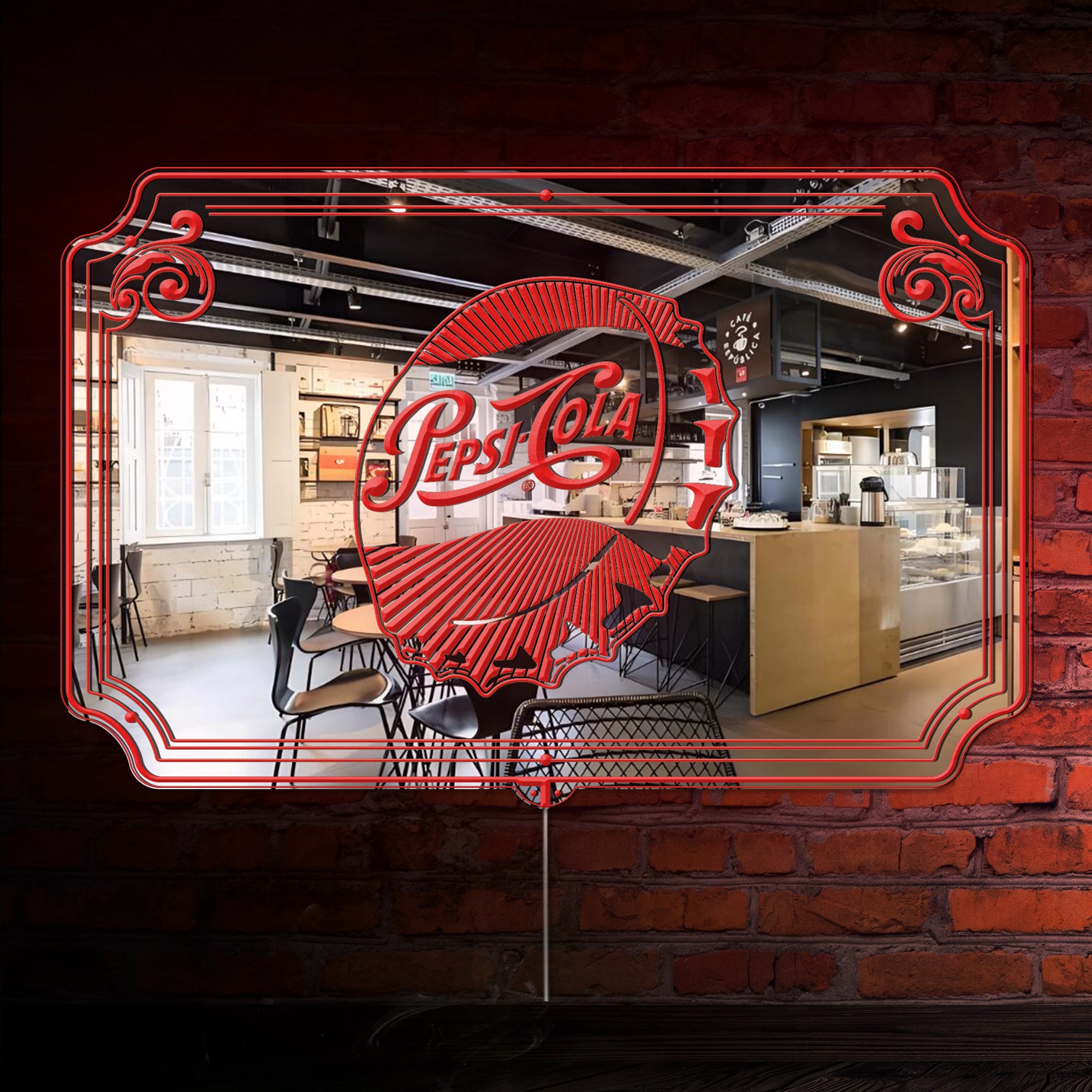 Pepsi Cola RGB LED Neon Sign with Elegant Mirror Backing