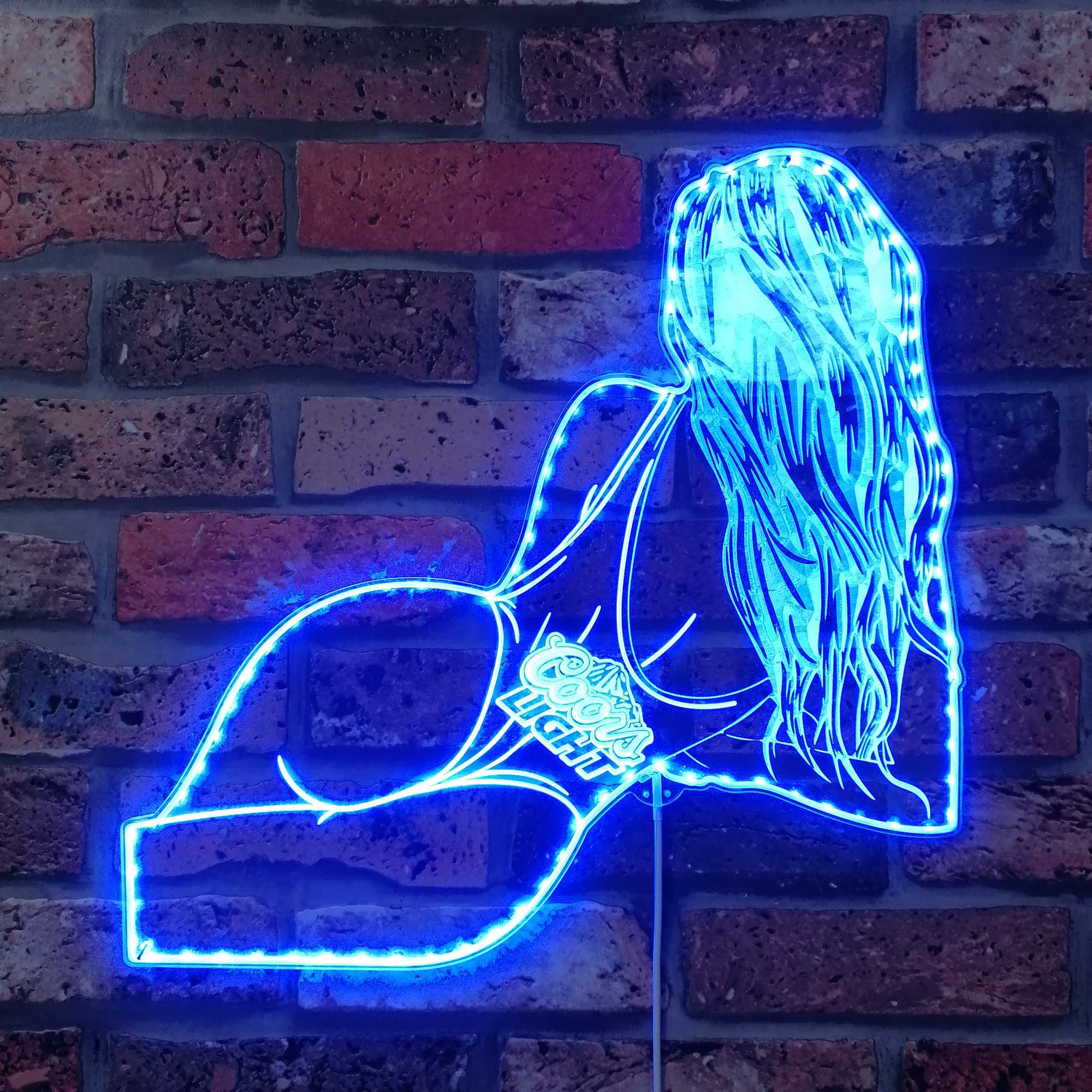 Coors Beer Bikini Lady Back Dynamic RGB Edge Lit LED Sign