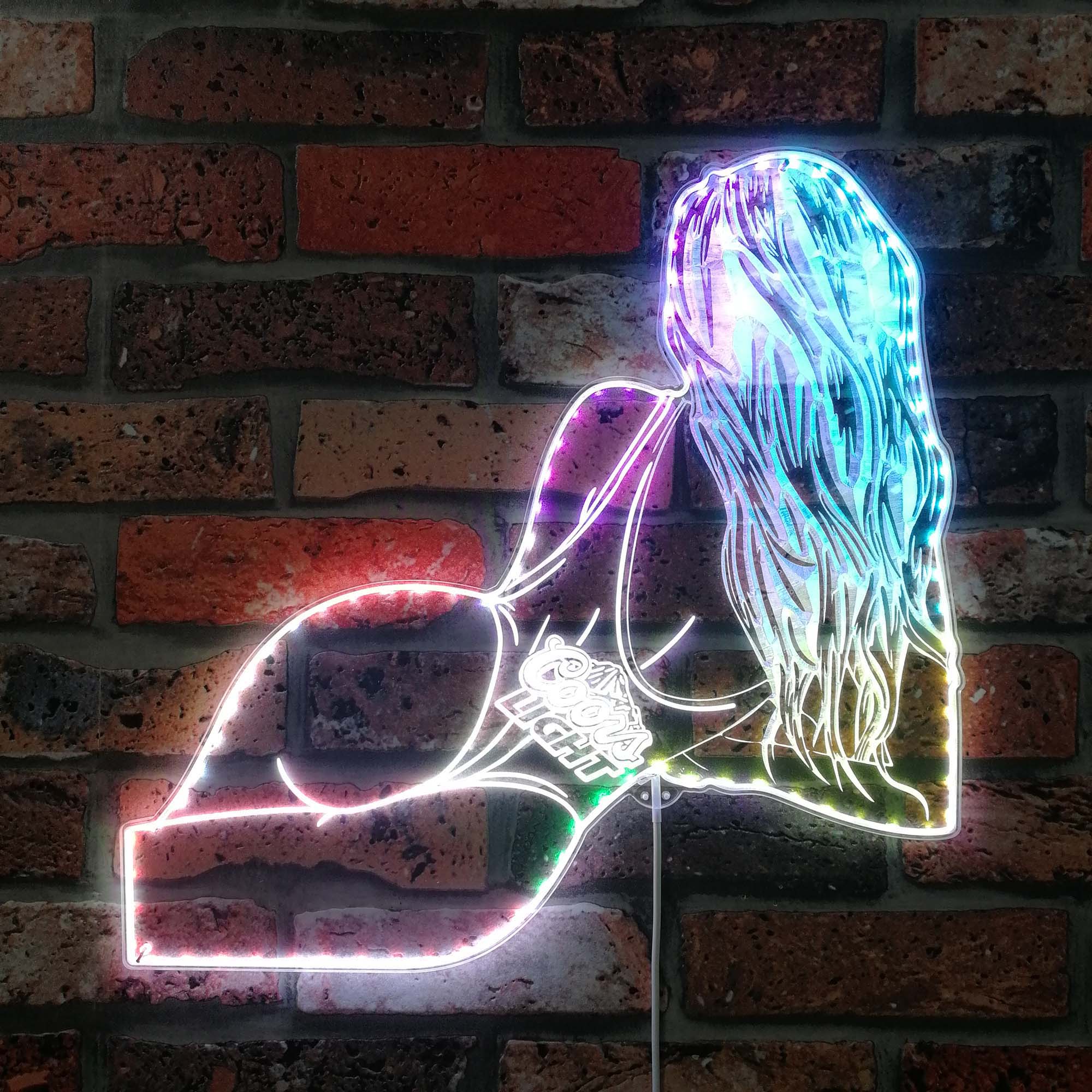 Coors Beer Bikini Lady Back Dynamic RGB Edge Lit LED Sign