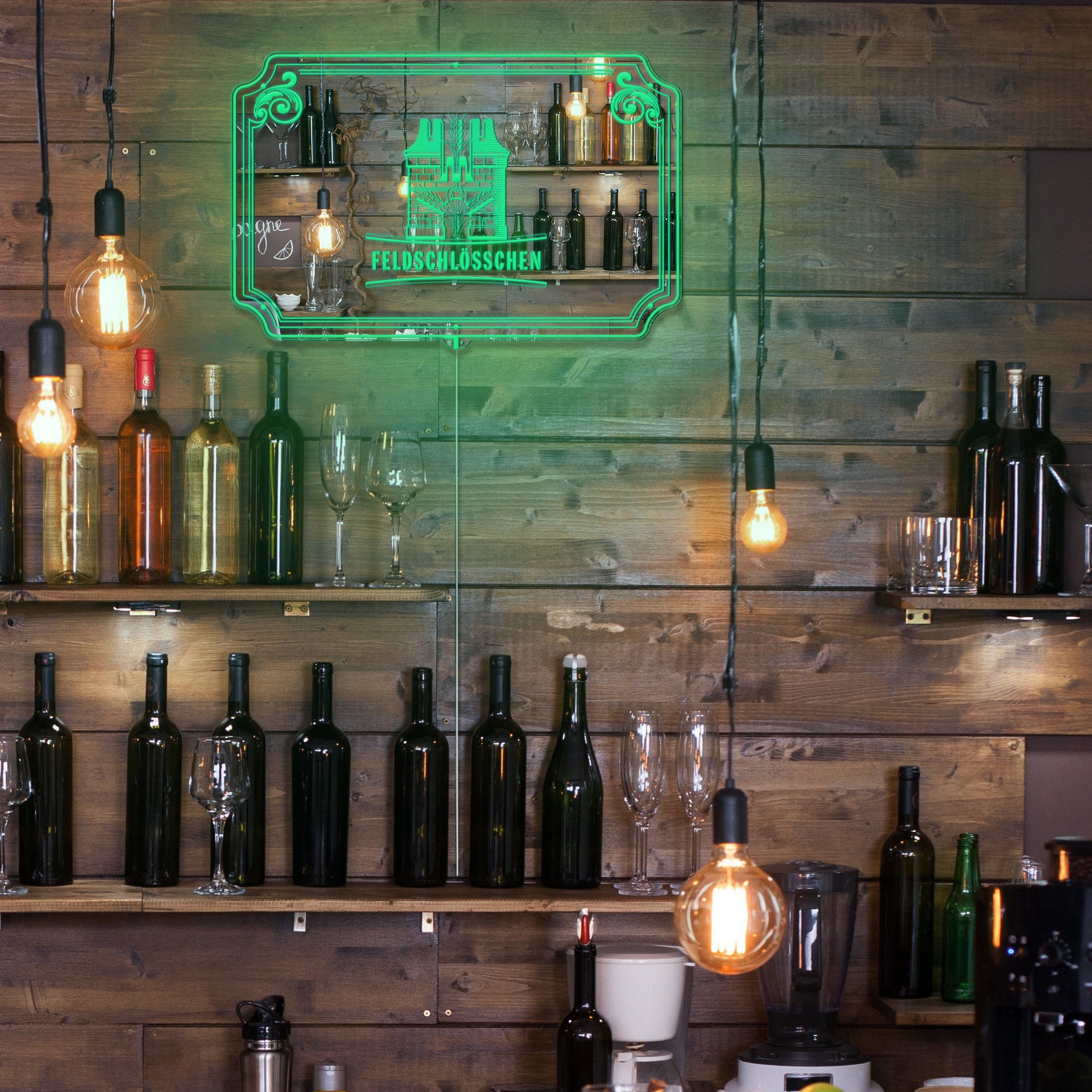 Feldschlosschen RGB LED Neon Sign with Elegant Mirror Backing