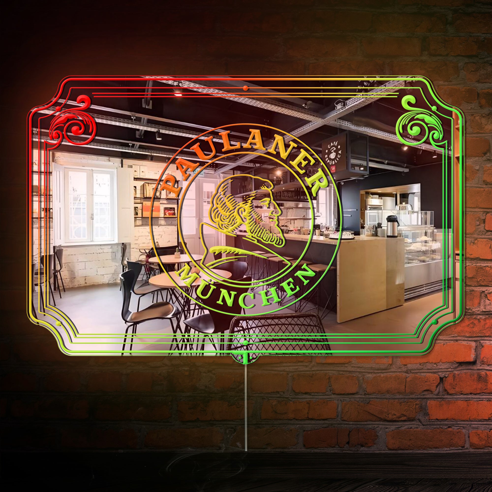 Paulaner Munchen RGB LED Neon Sign with Elegant Mirror Backing