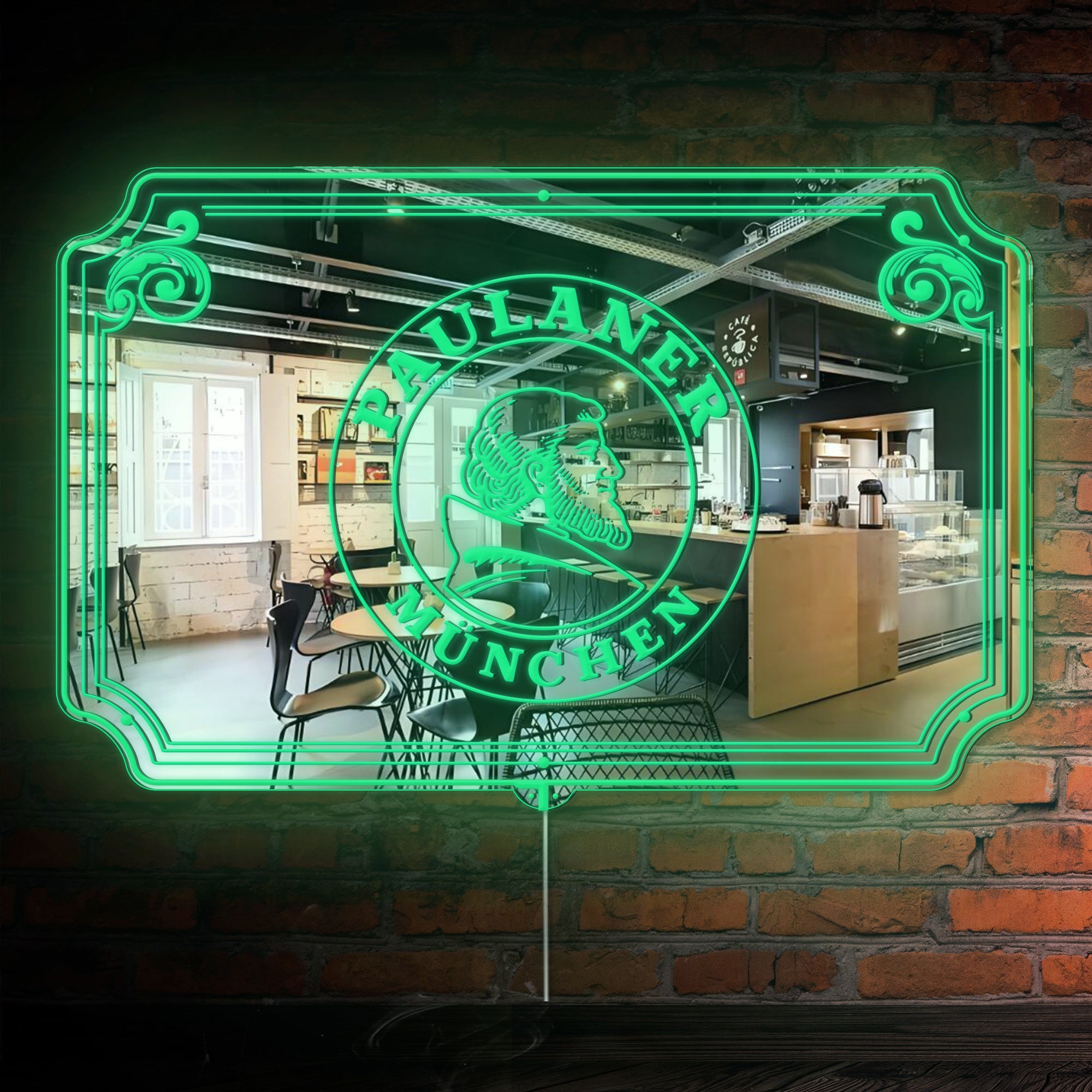 Paulaner Munchen RGB LED Neon Sign with Elegant Mirror Backing