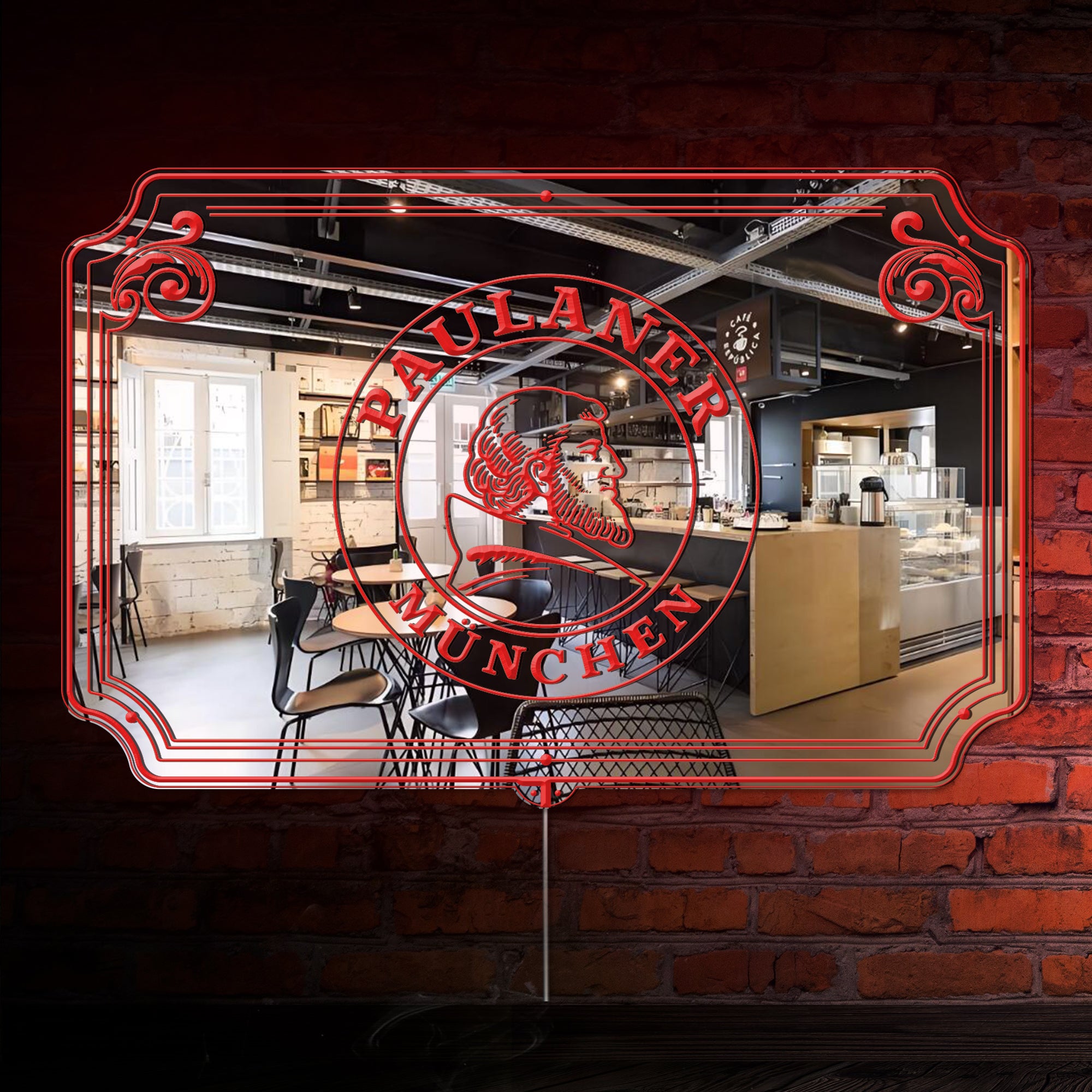 Paulaner Munchen RGB LED Neon Sign with Elegant Mirror Backing