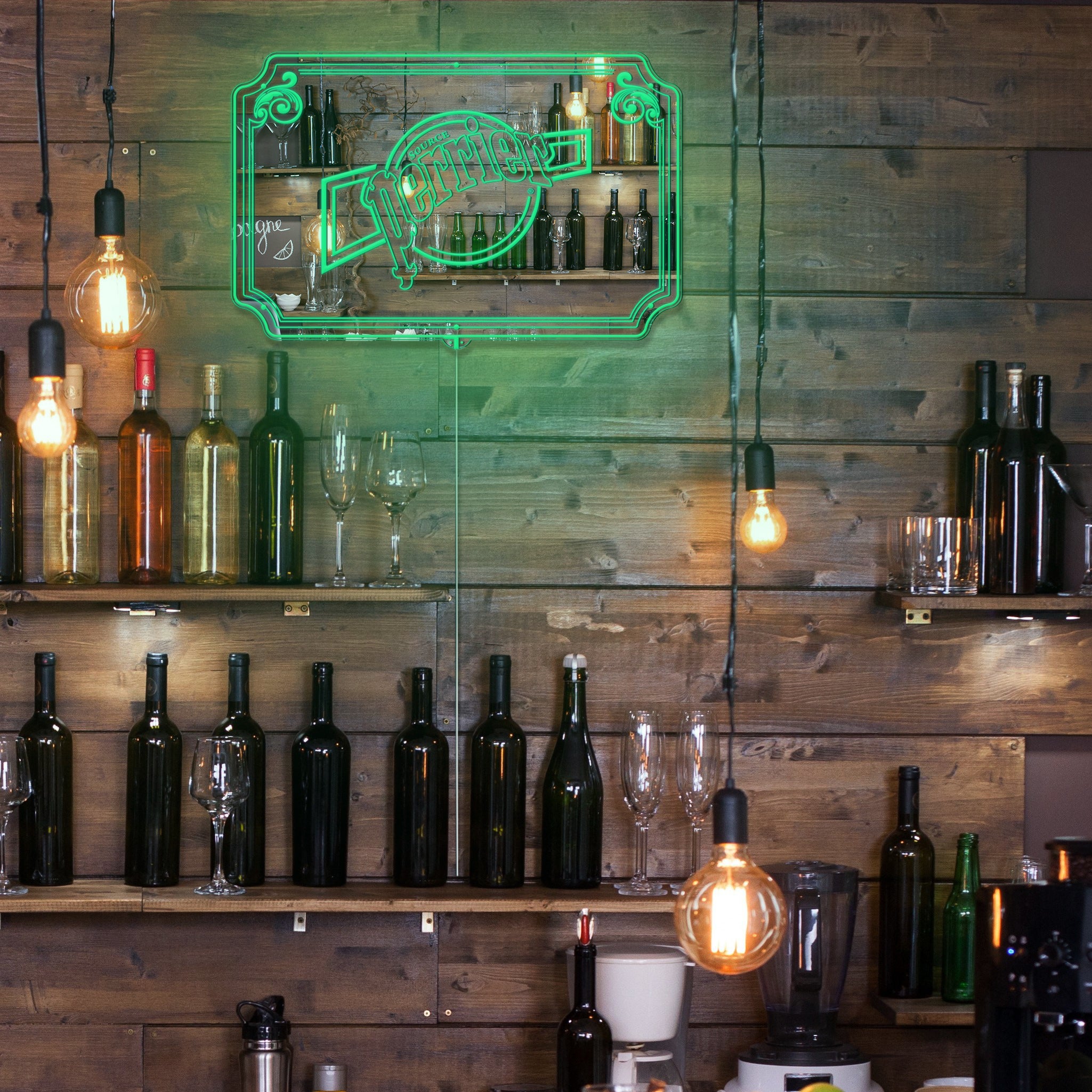 Source Perrier RGB LED Neon Sign with Elegant Mirror Backing