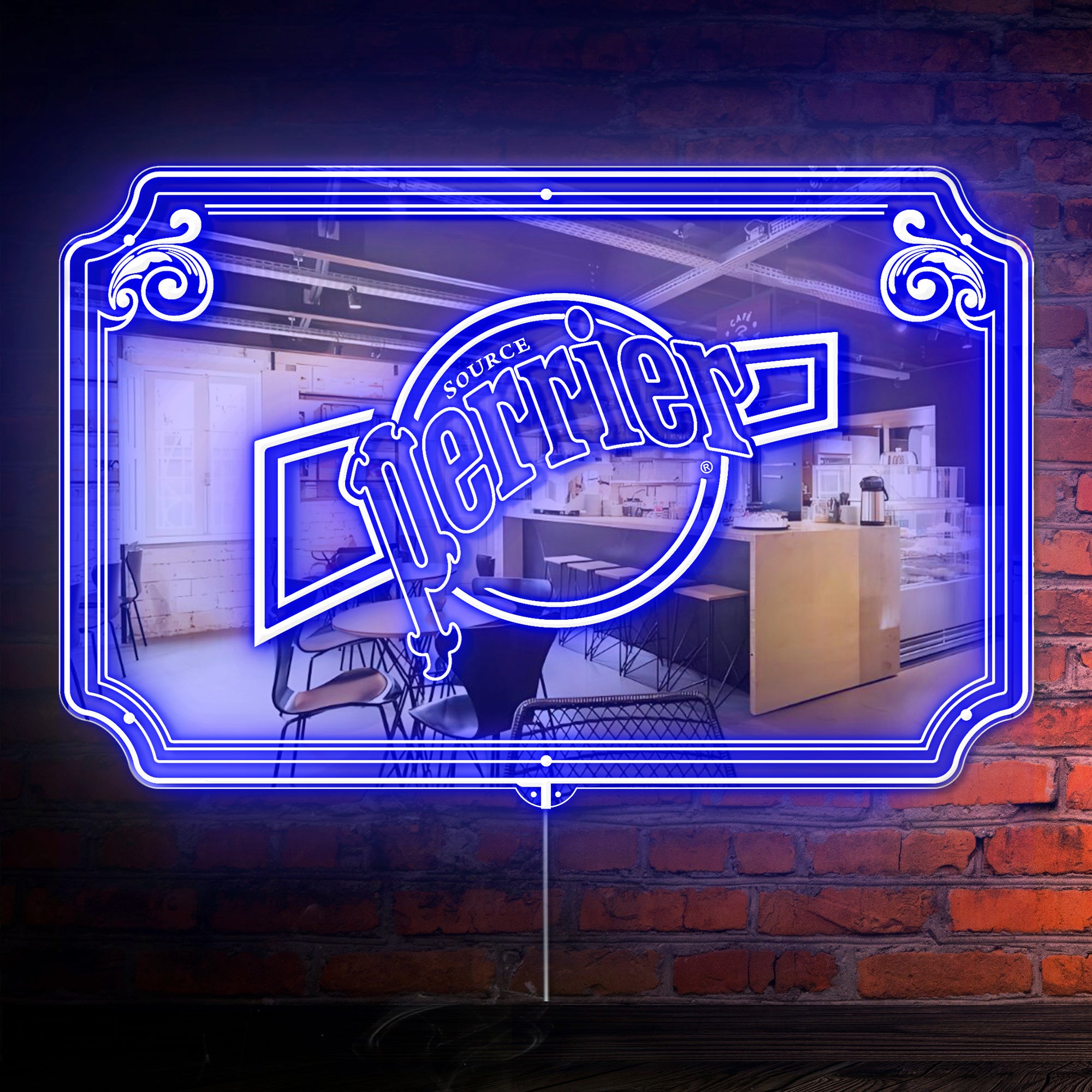 Source Perrier RGB LED Neon Sign with Elegant Mirror Backing