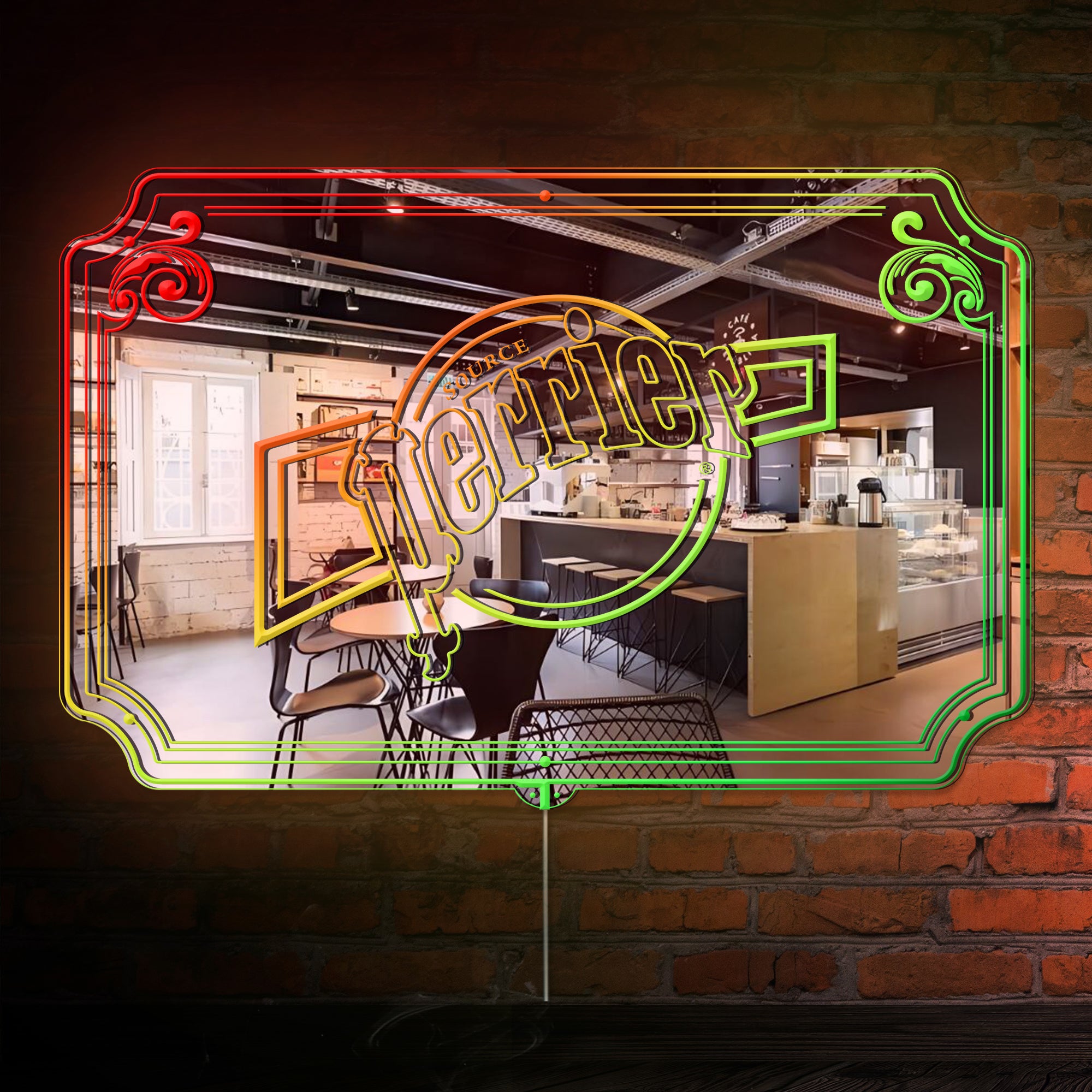 Source Perrier RGB LED Neon Sign with Elegant Mirror Backing