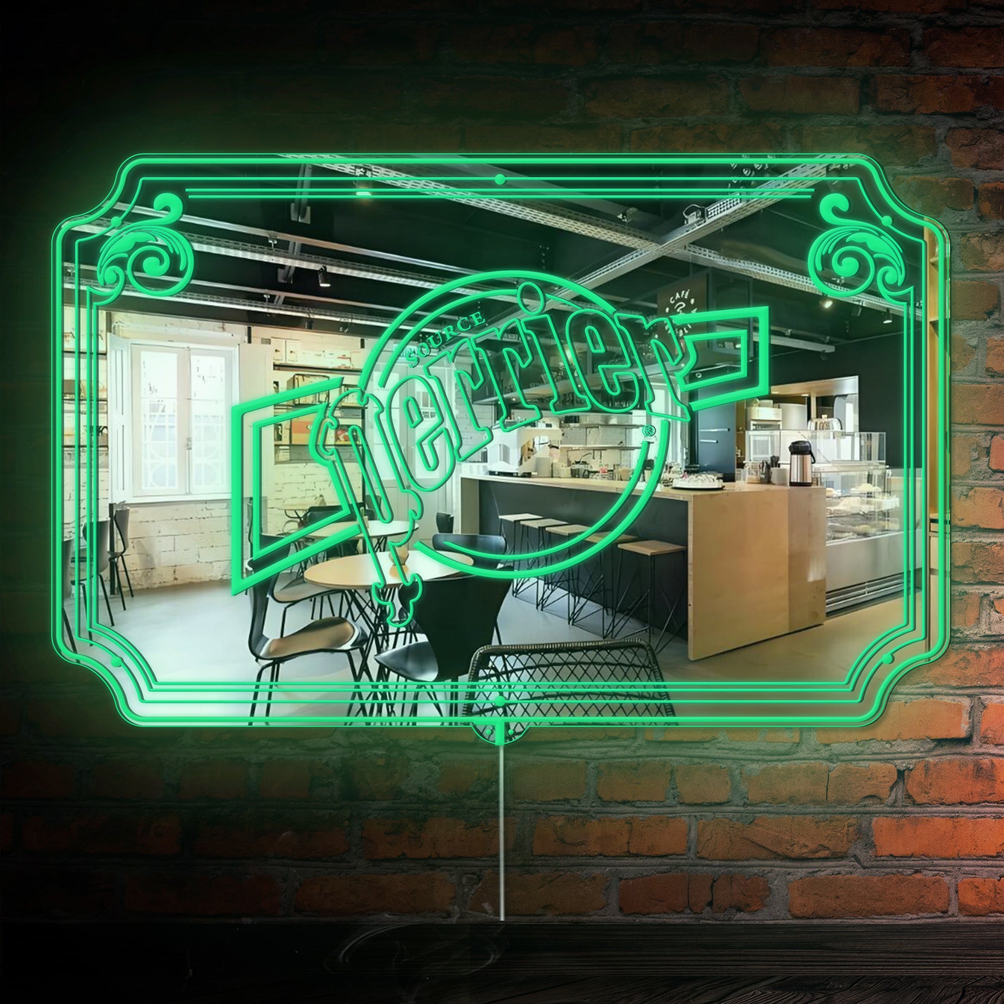 Source Perrier RGB LED Neon Sign with Elegant Mirror Backing