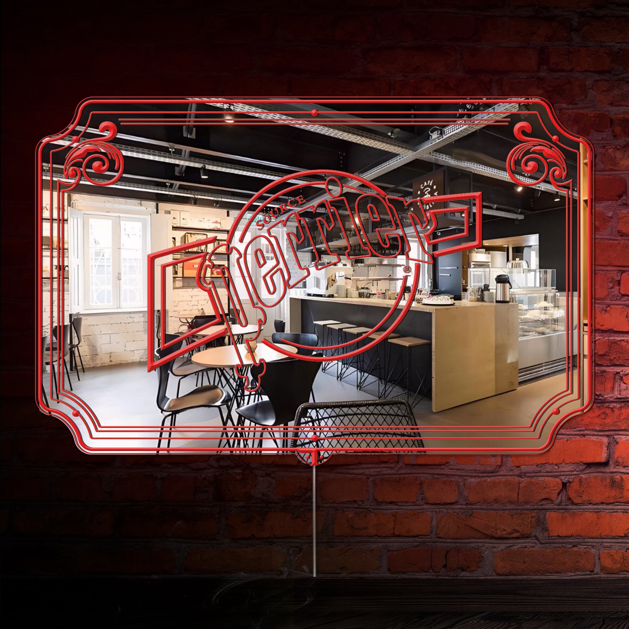 Source Perrier RGB LED Neon Sign with Elegant Mirror Backing