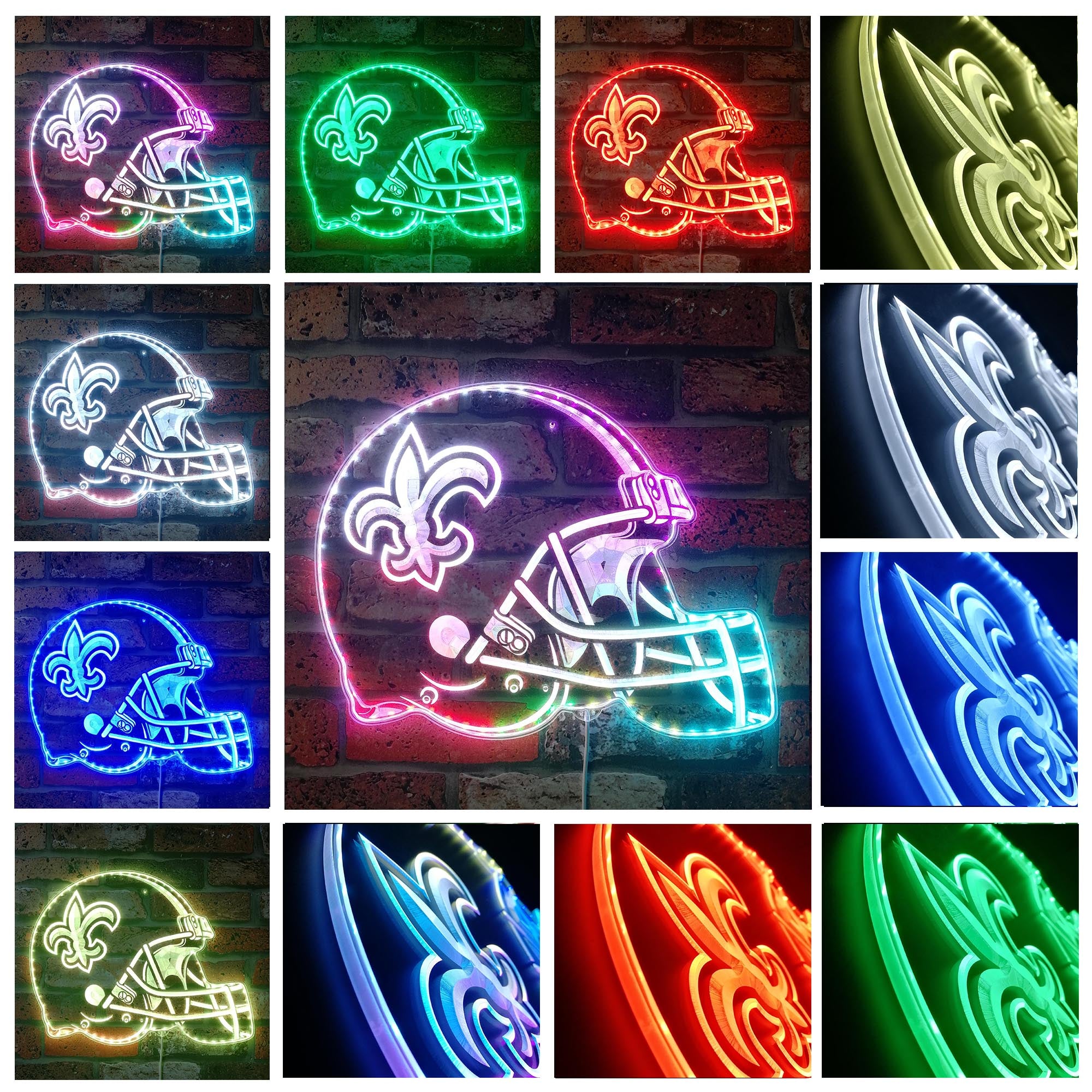 NFL New Orleans Saints Football Dynamic RGB Edge Lit LED Sign