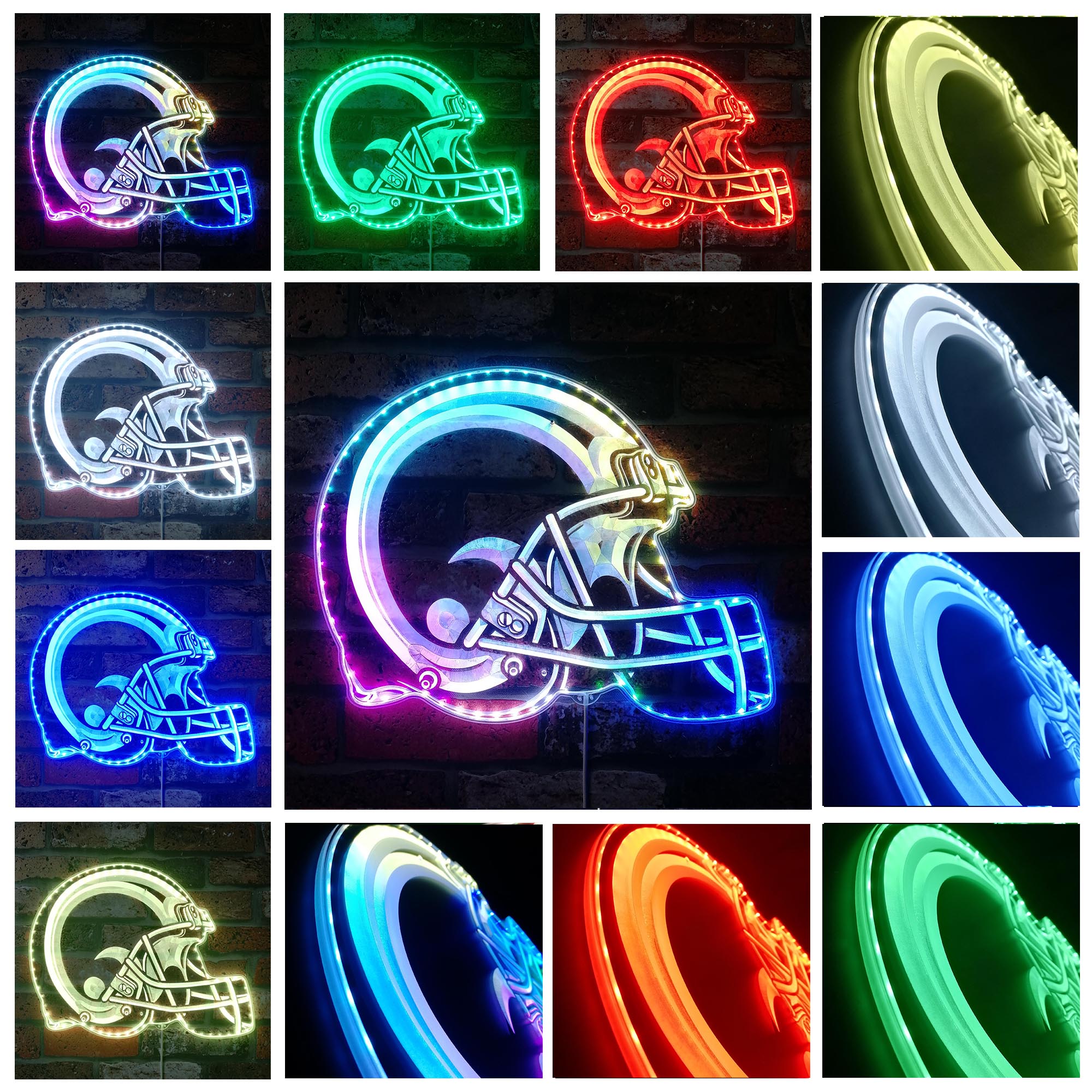 NFL Helmet St Louis Rams Football Dynamic RGB Edge Lit LED Sign