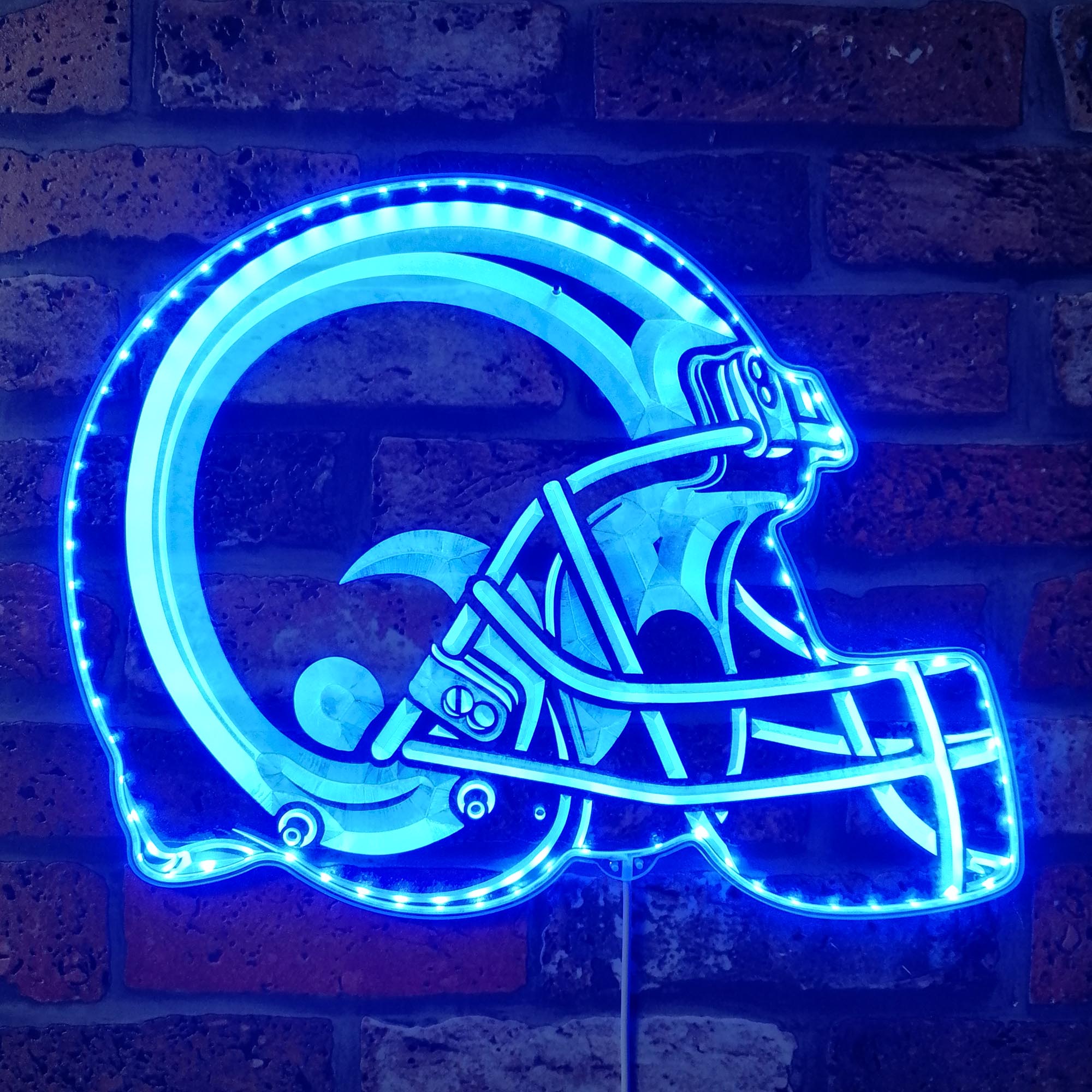 NFL Helmet St Louis Rams Football Dynamic RGB Edge Lit LED Sign