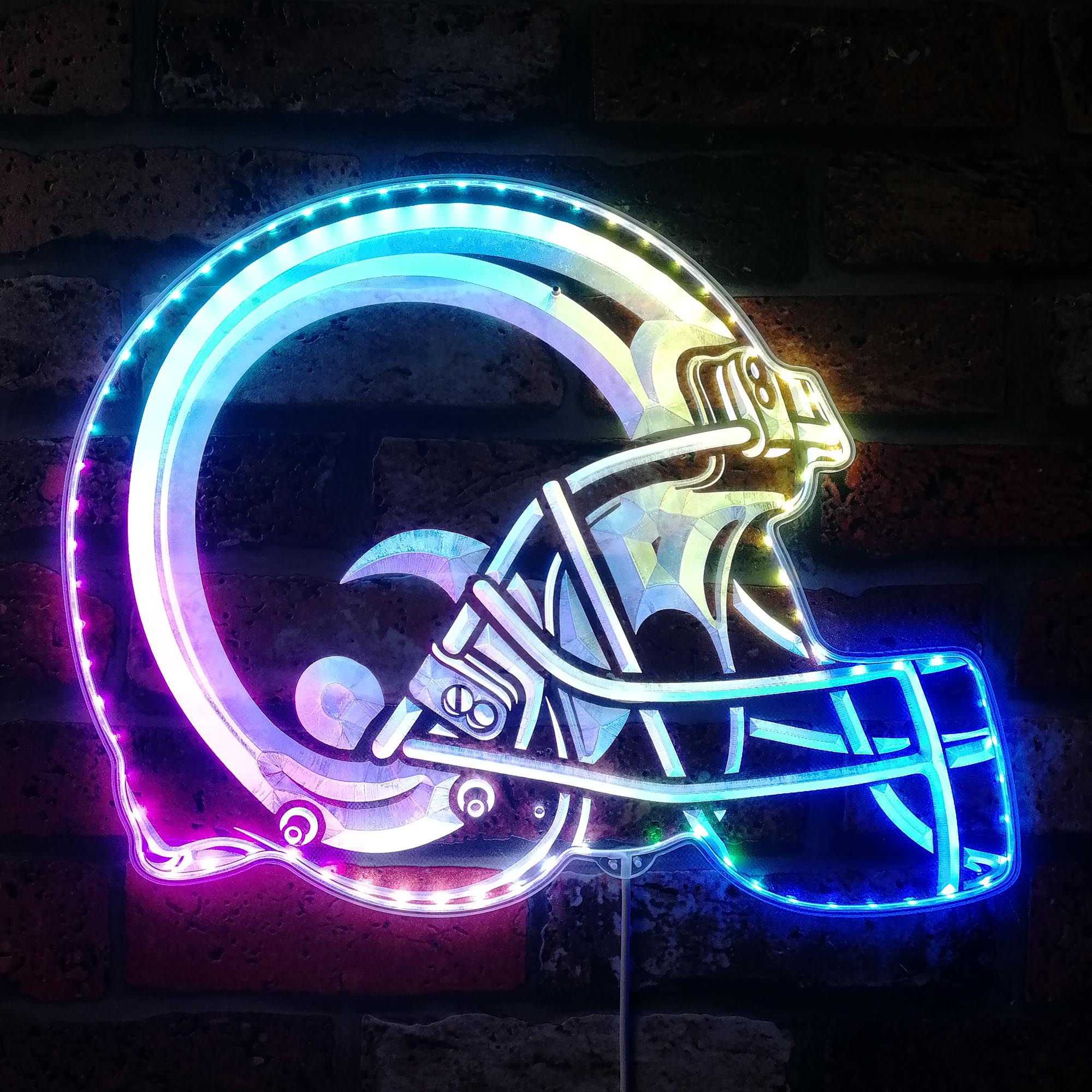 NFL Helmet St Louis Rams Football Dynamic RGB Edge Lit LED Sign