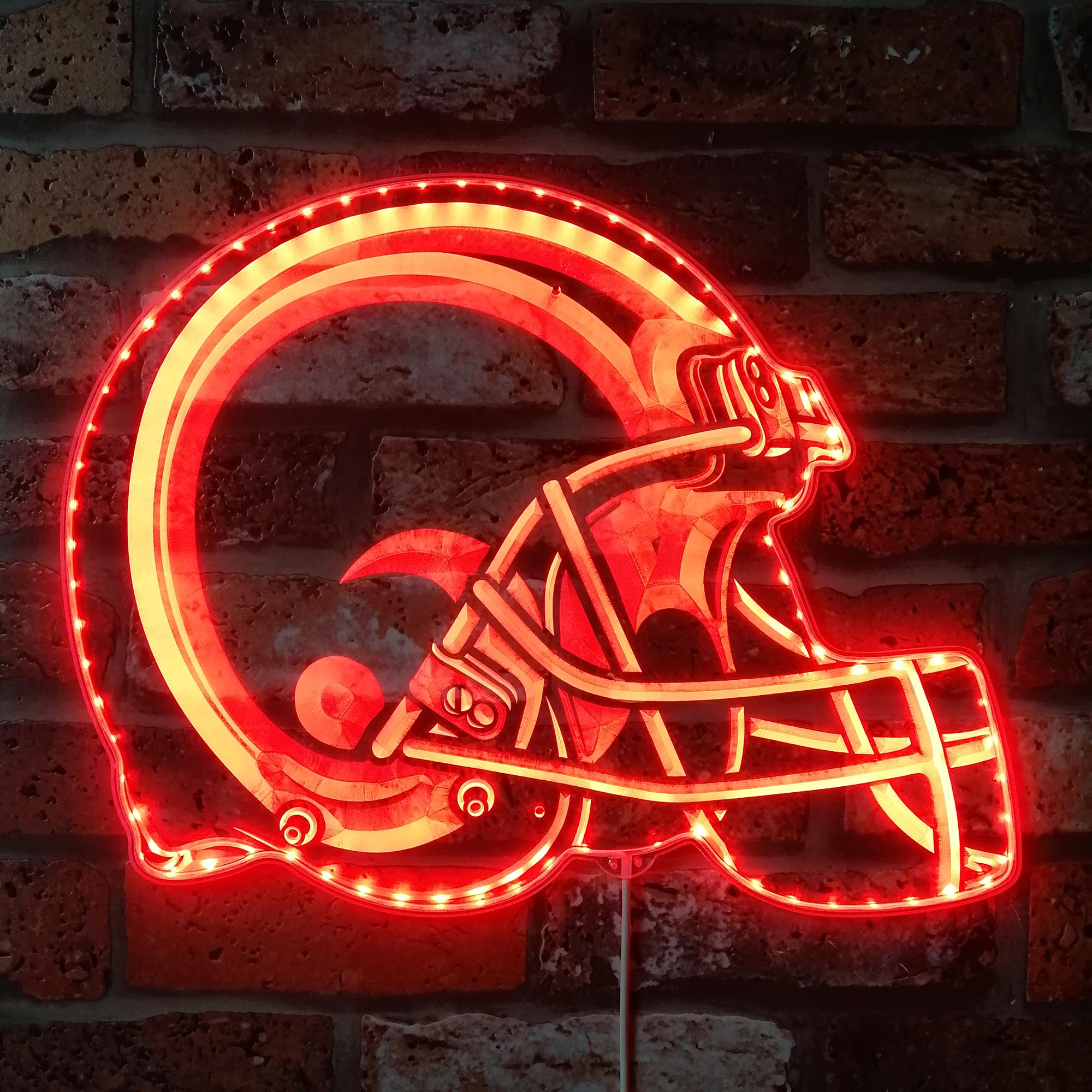 NFL Helmet St Louis Rams Football Dynamic RGB Edge Lit LED Sign