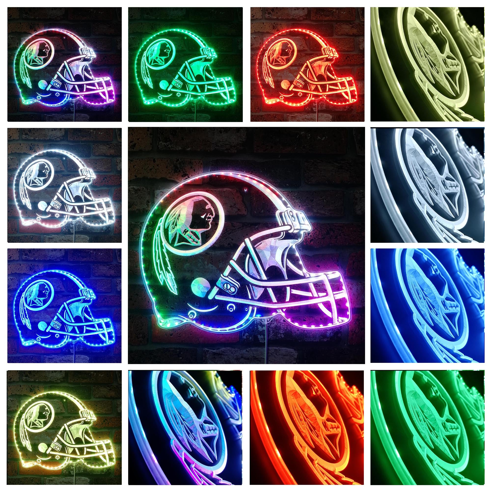 NFL Helmet Washington Redskins Dynamic RGB Edge Lit LED Sign