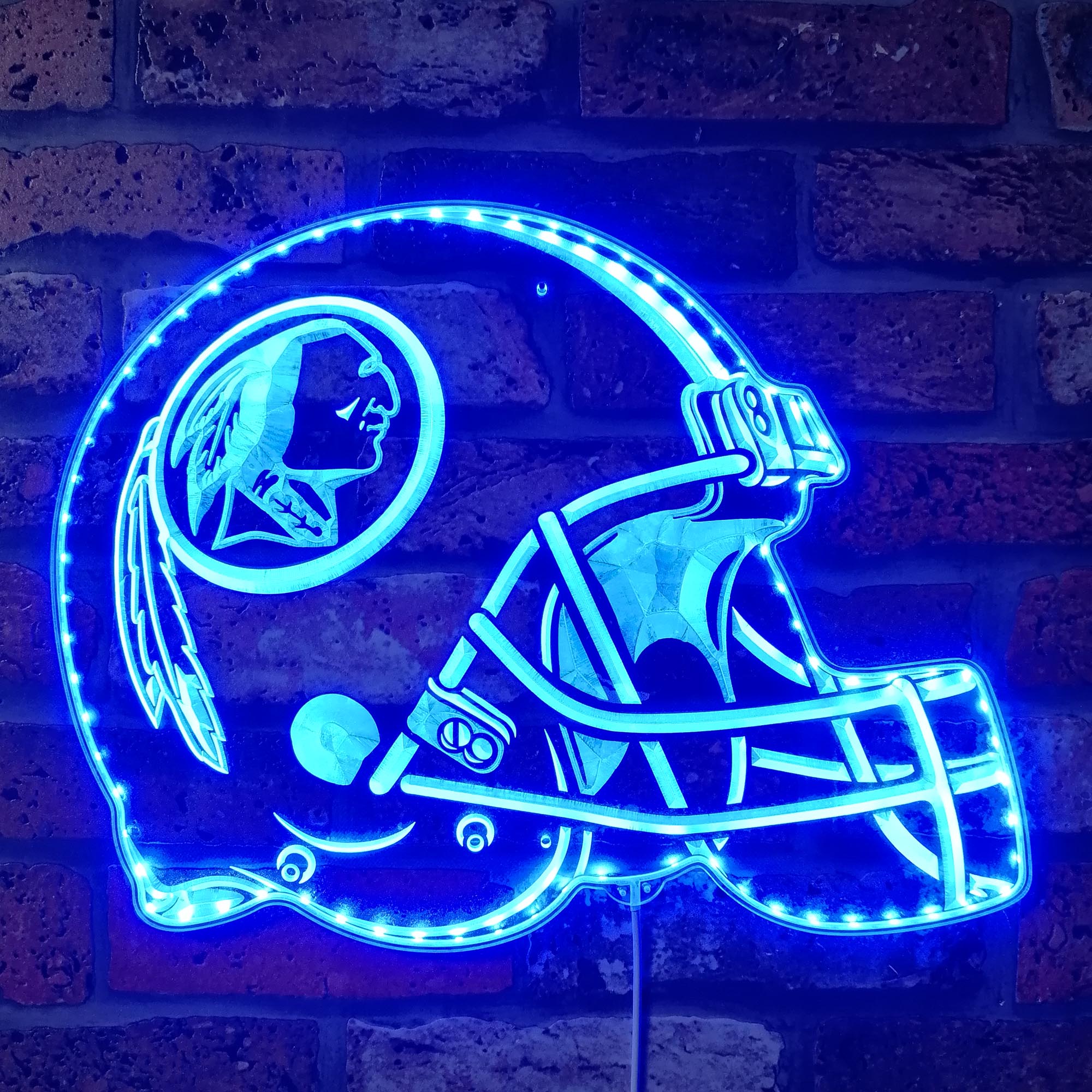 NFL Helmet Washington Redskins Dynamic RGB Edge Lit LED Sign