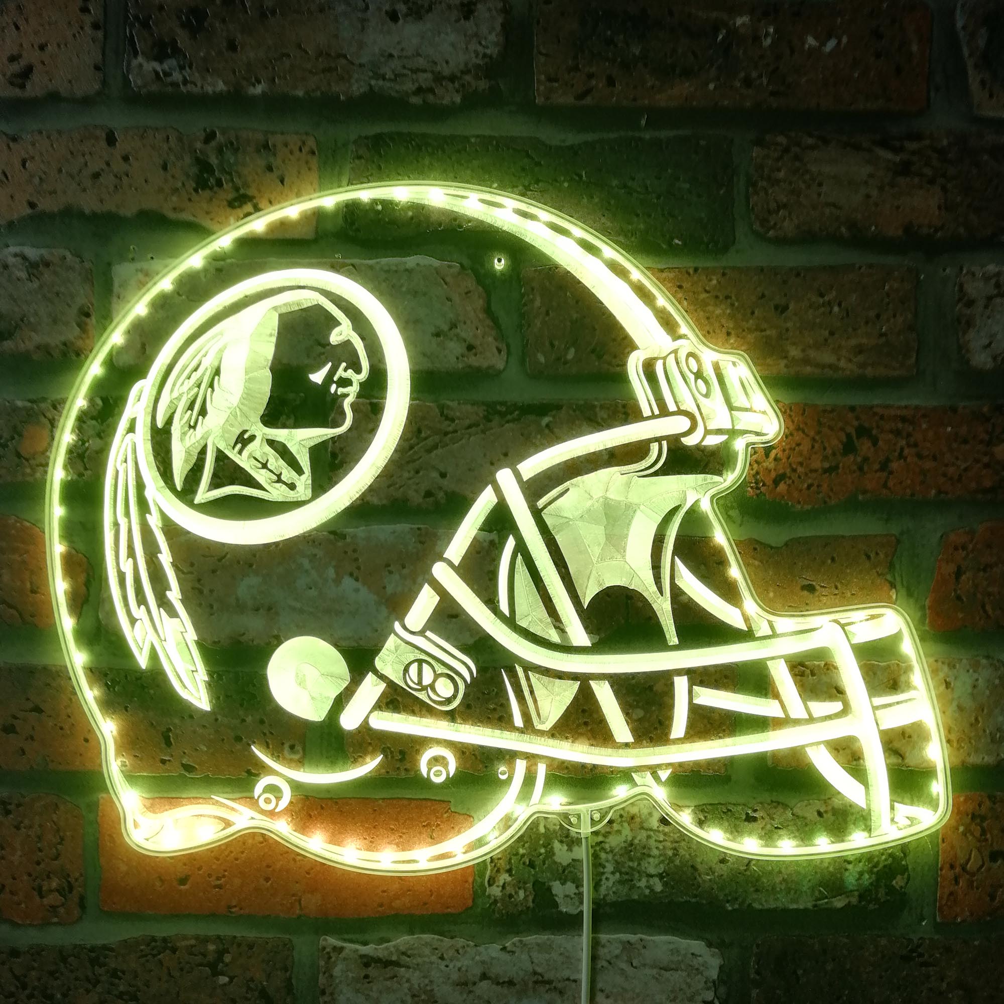 NFL Helmet Washington Redskins Dynamic RGB Edge Lit LED Sign