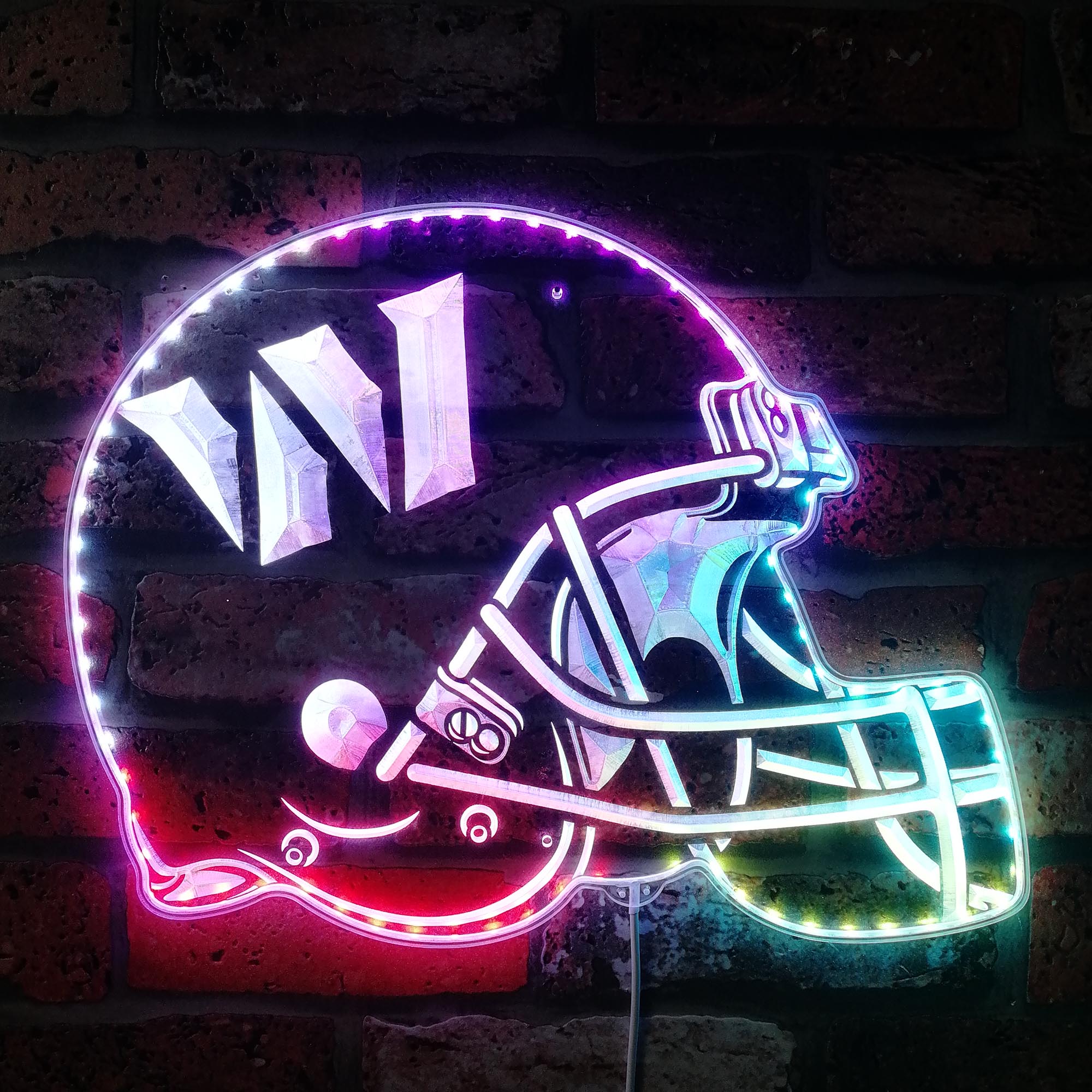 NFL Washington Commanders Helmet Dynamic RGB Edge Lit LED Sign