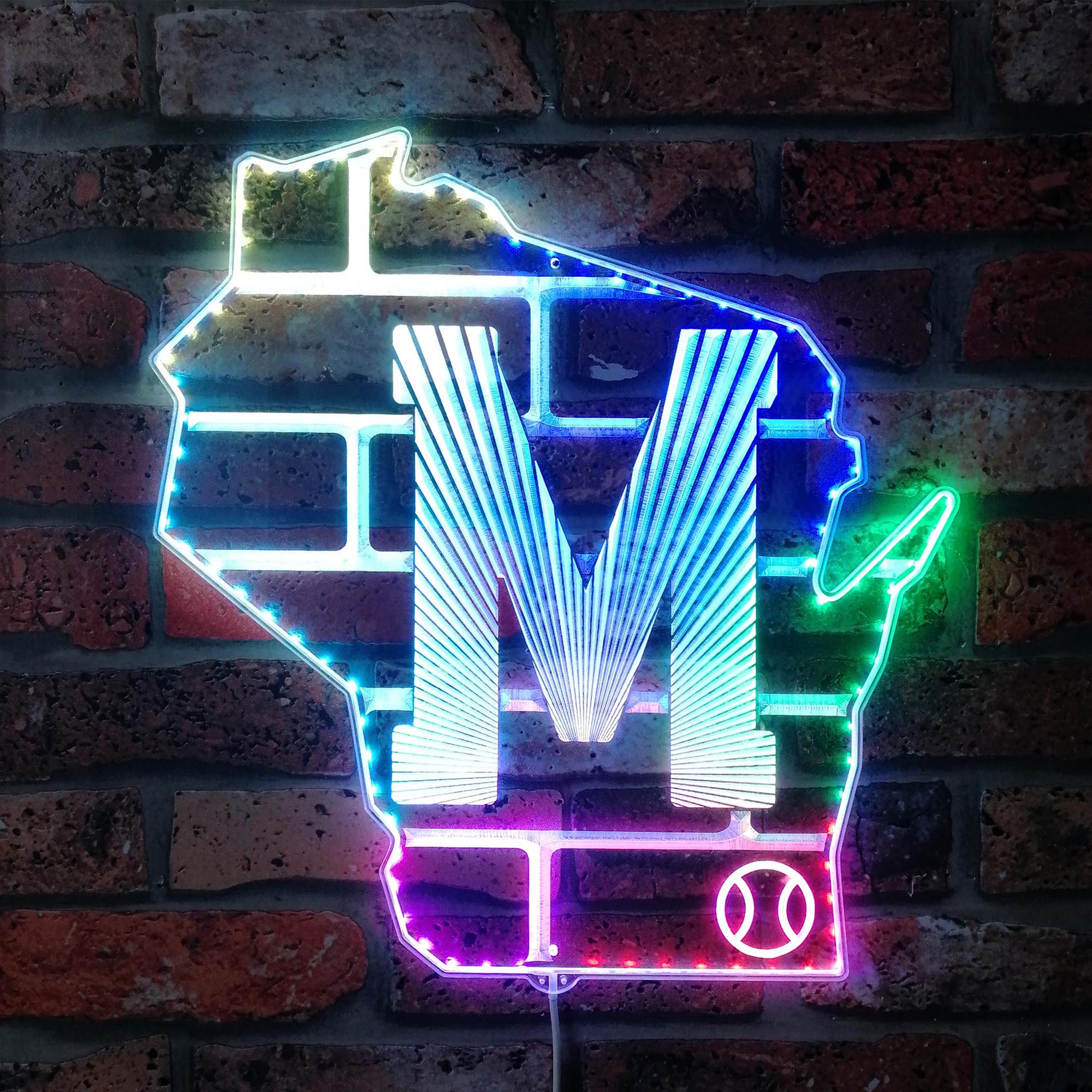 Milwaukee Brewers Classic Baseball State Logo Dynamic RGB Edge Lit LED Sign