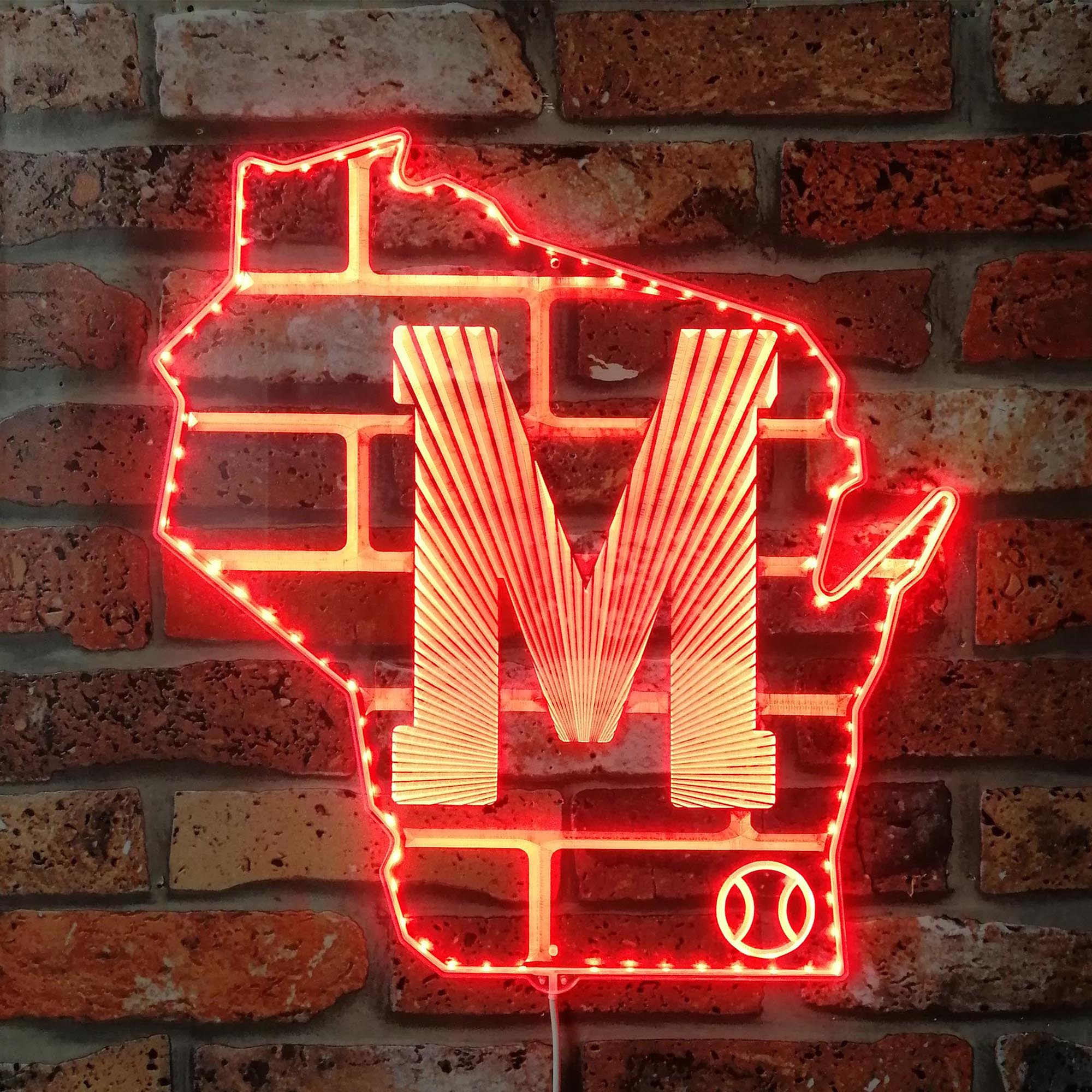 Milwaukee Brewers Classic Baseball State Logo Dynamic RGB Edge Lit LED Sign