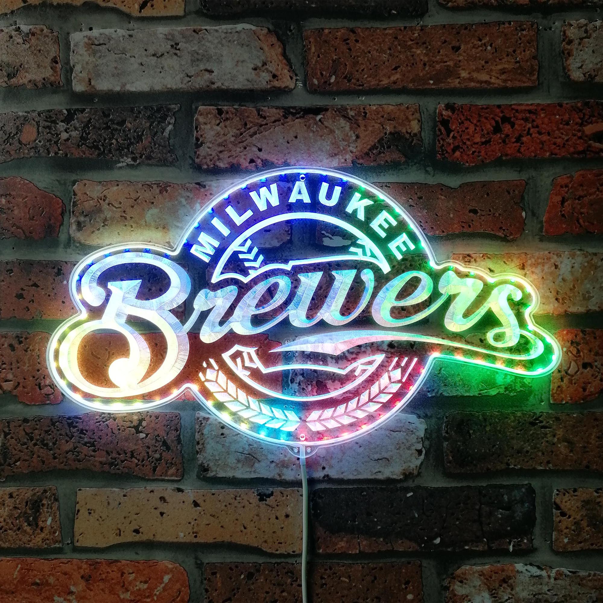 Milwaukee Brewers Dynamic RGB Edge Lit LED Sign