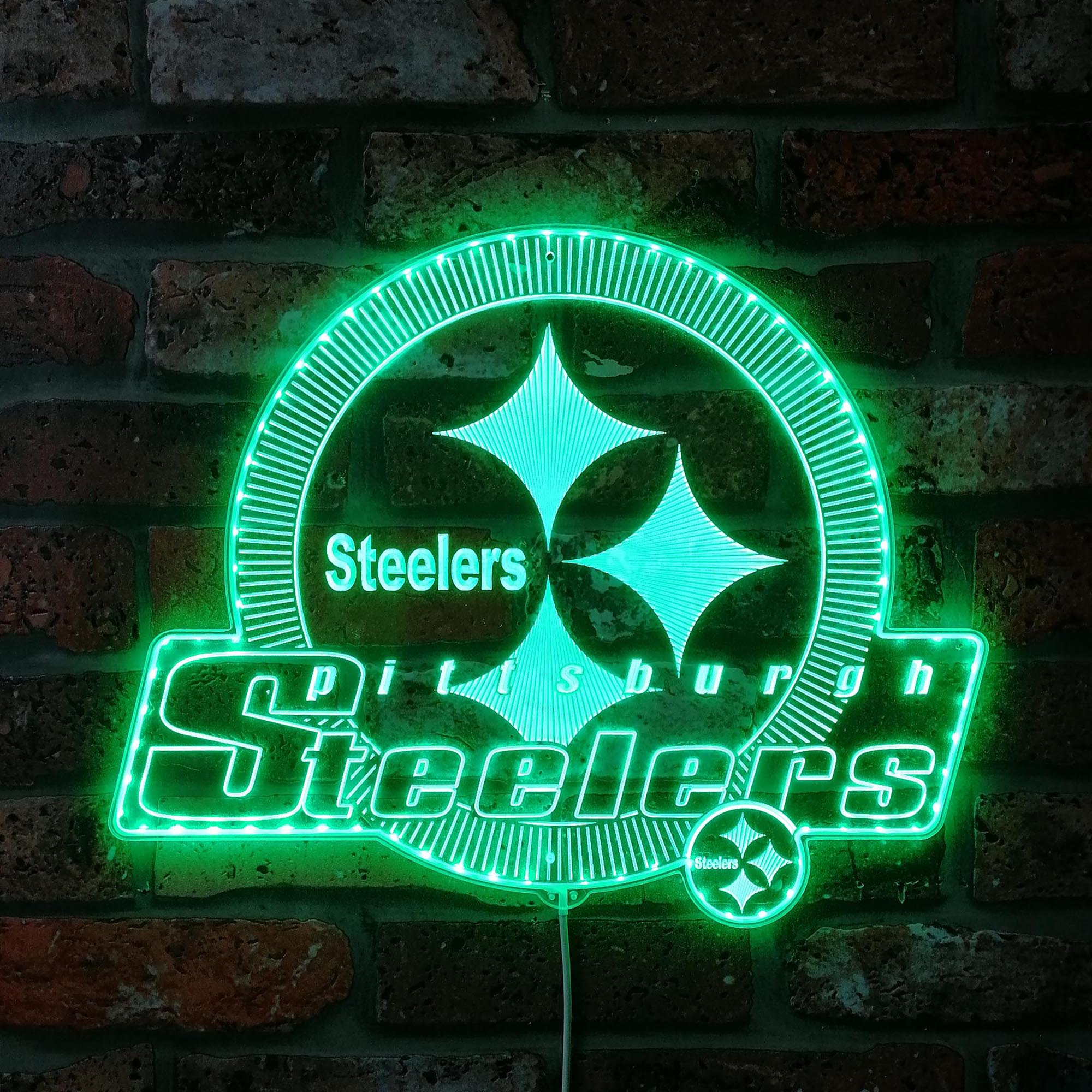 Pittsburgh Steelers Shining Logo Dynamic RGB Edge Lit LED Sign