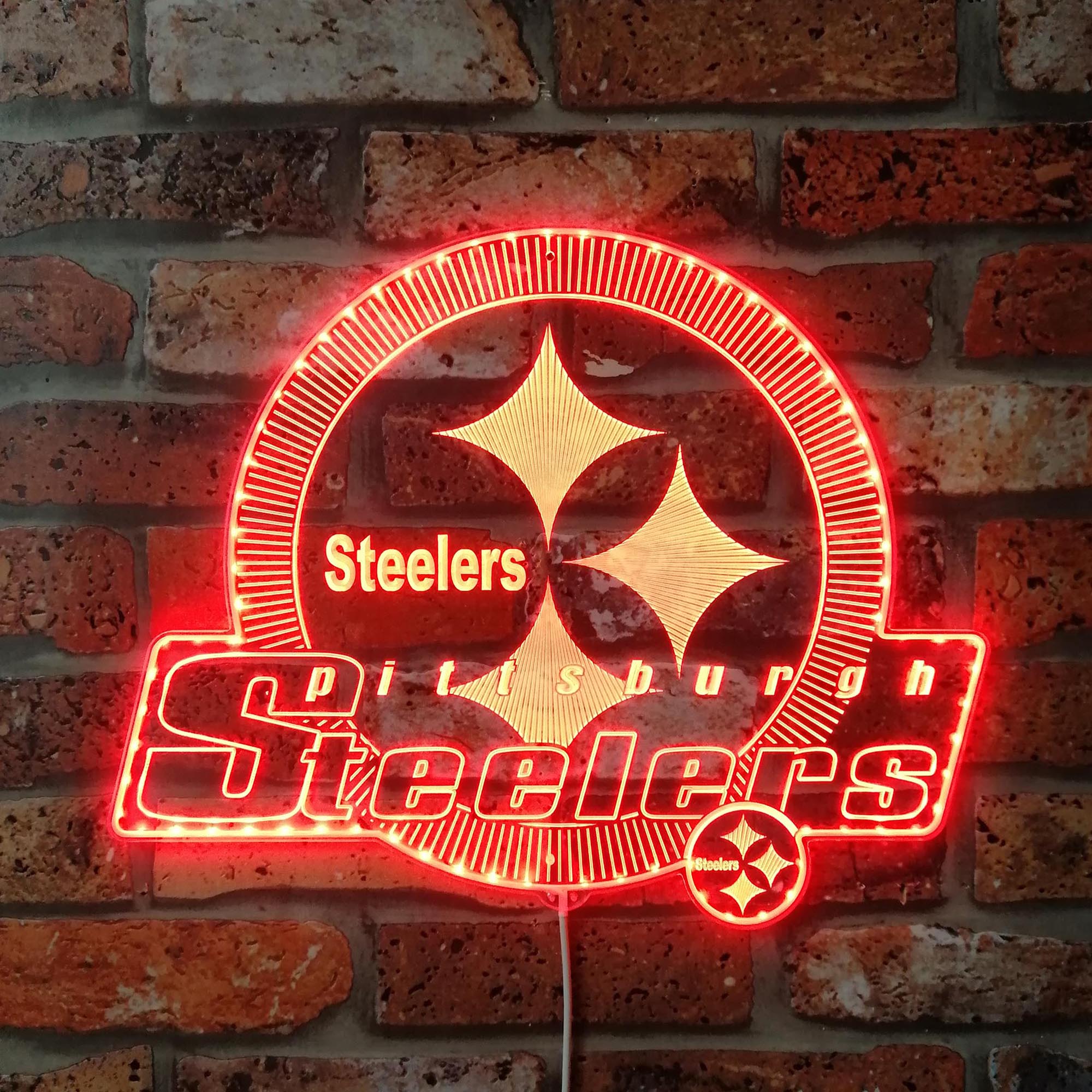 Pittsburgh Steelers Shining Logo Dynamic RGB Edge Lit LED Sign