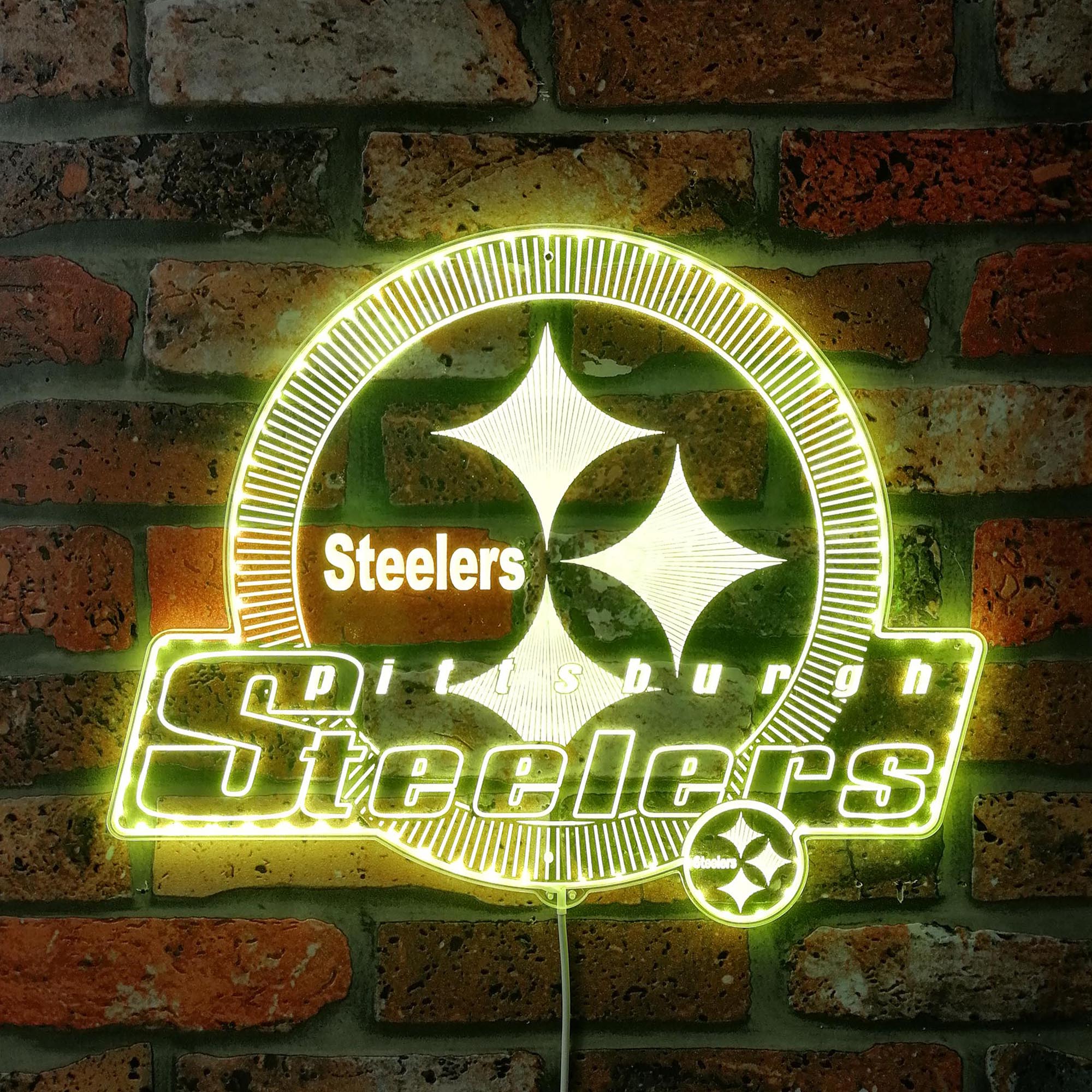 Pittsburgh Steelers Shining Logo Dynamic RGB Edge Lit LED Sign