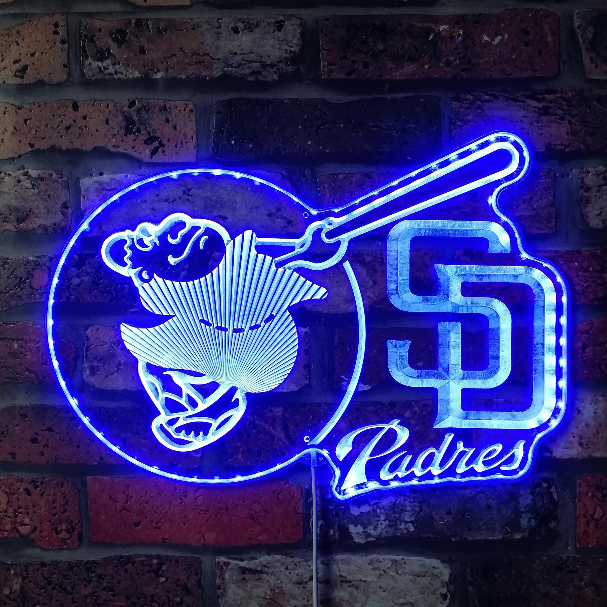 San Diego Padres Friar Swinging Bat Dynamic RGB Edge Lit LED Sign