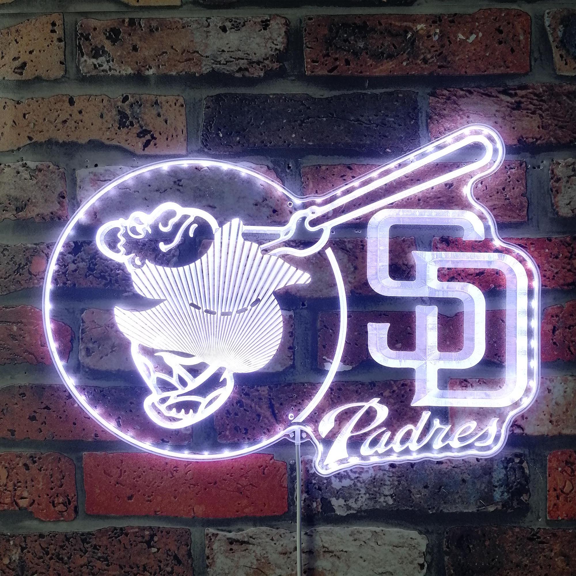 San Diego Padres Friar Swinging Bat Dynamic RGB Edge Lit LED Sign