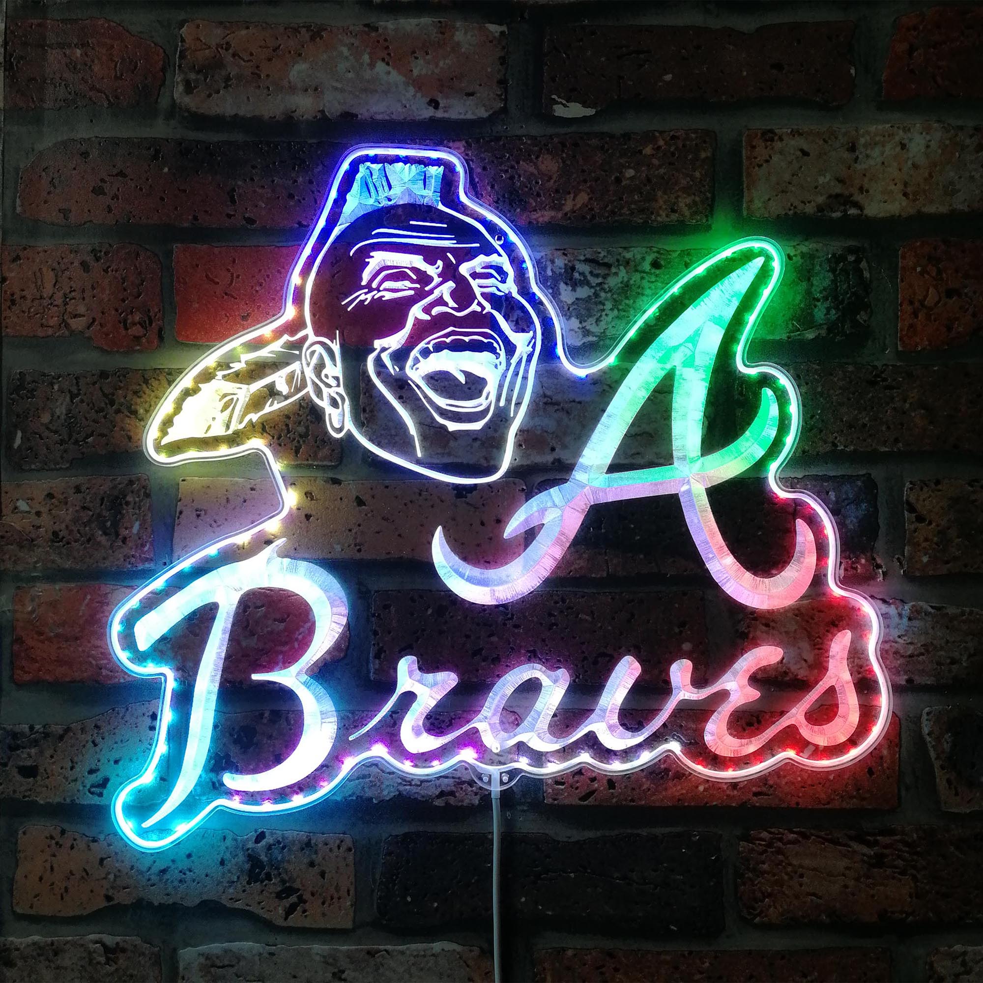 Atlanta Braves Screaming Indian Dynamic RGB Edge Lit LED Sign