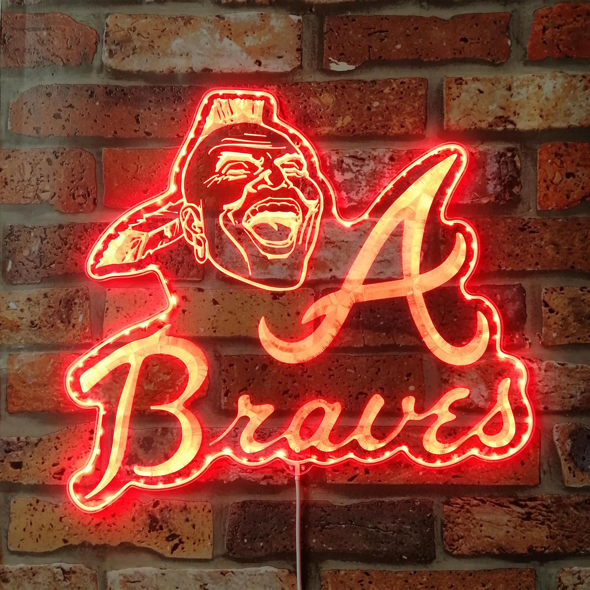 Atlanta Braves Screaming Indian Dynamic RGB Edge Lit LED Sign