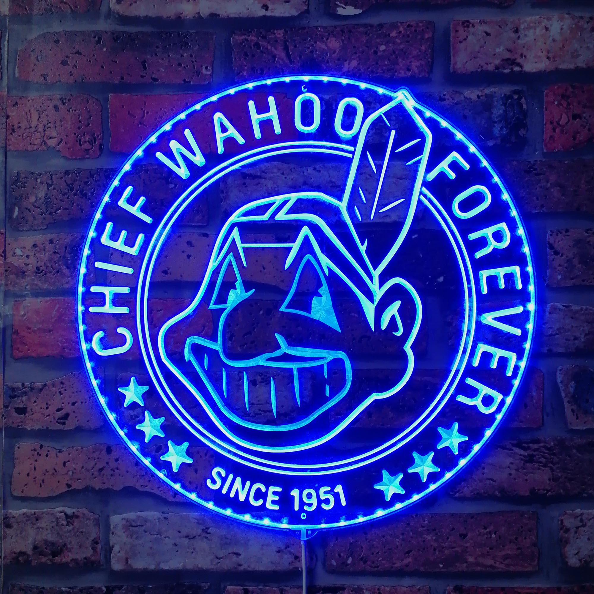 Cleveland Chief Wahoo Forever Since 1951 Dynamic RGB Edge Lit LED Sign