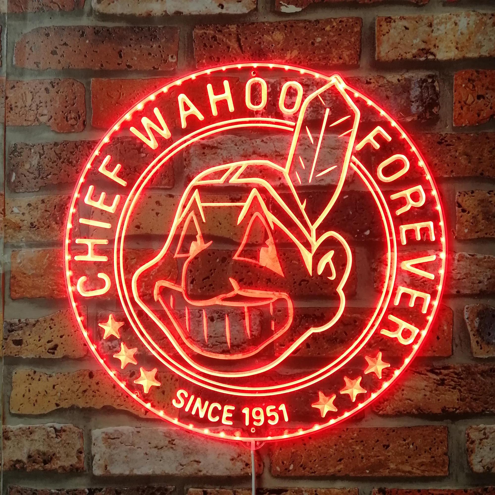 Cleveland Chief Wahoo Forever Since 1951 Dynamic RGB Edge Lit LED Sign