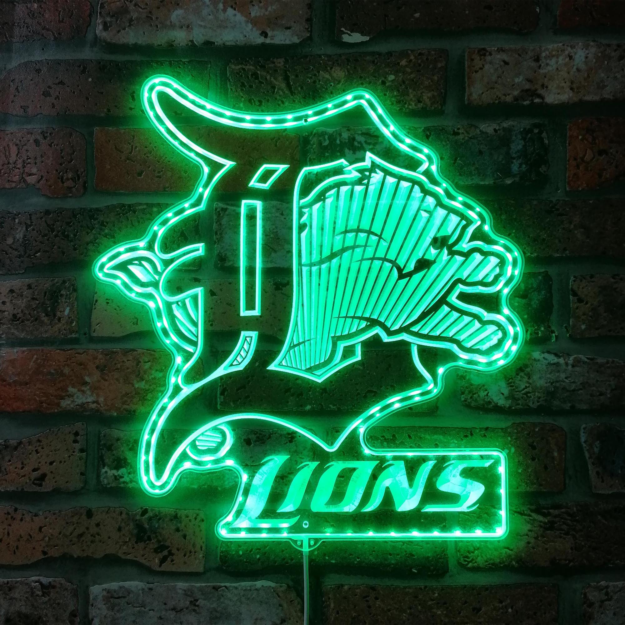 Detroit Lions Dynamic RGB Edge Lit LED Sign