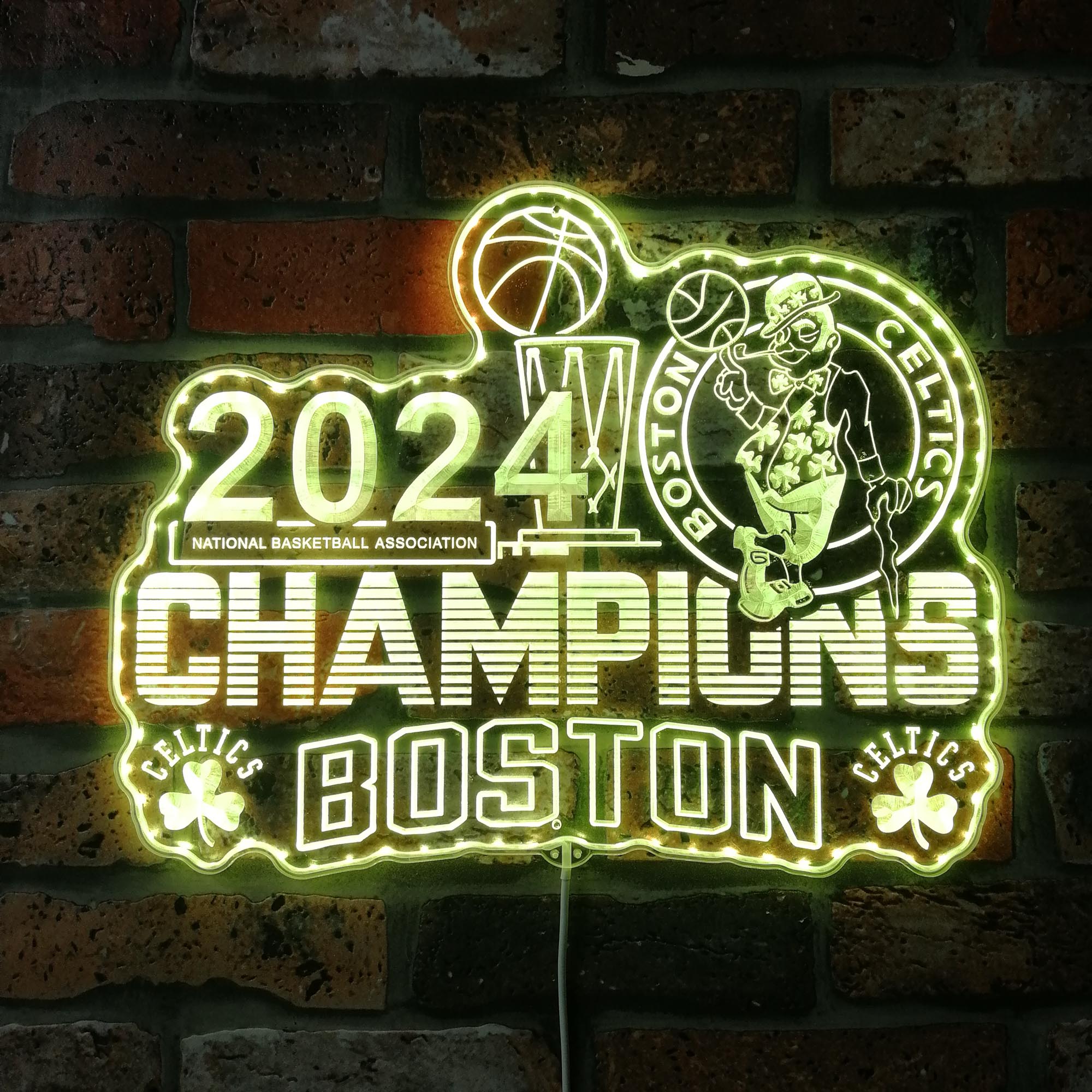 Boston Celtics 2024 Champions NBA Dynamic RGB Edge Lit LED Sign