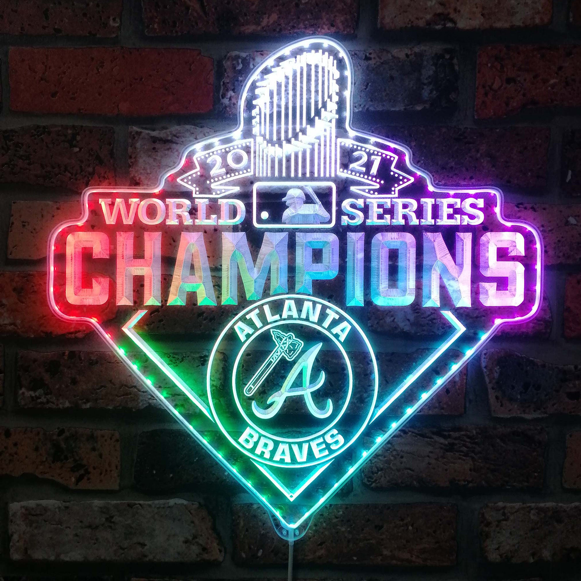 Atlantia Braves 2021 world champions Dynamic RGB Edge Lit LED Sign