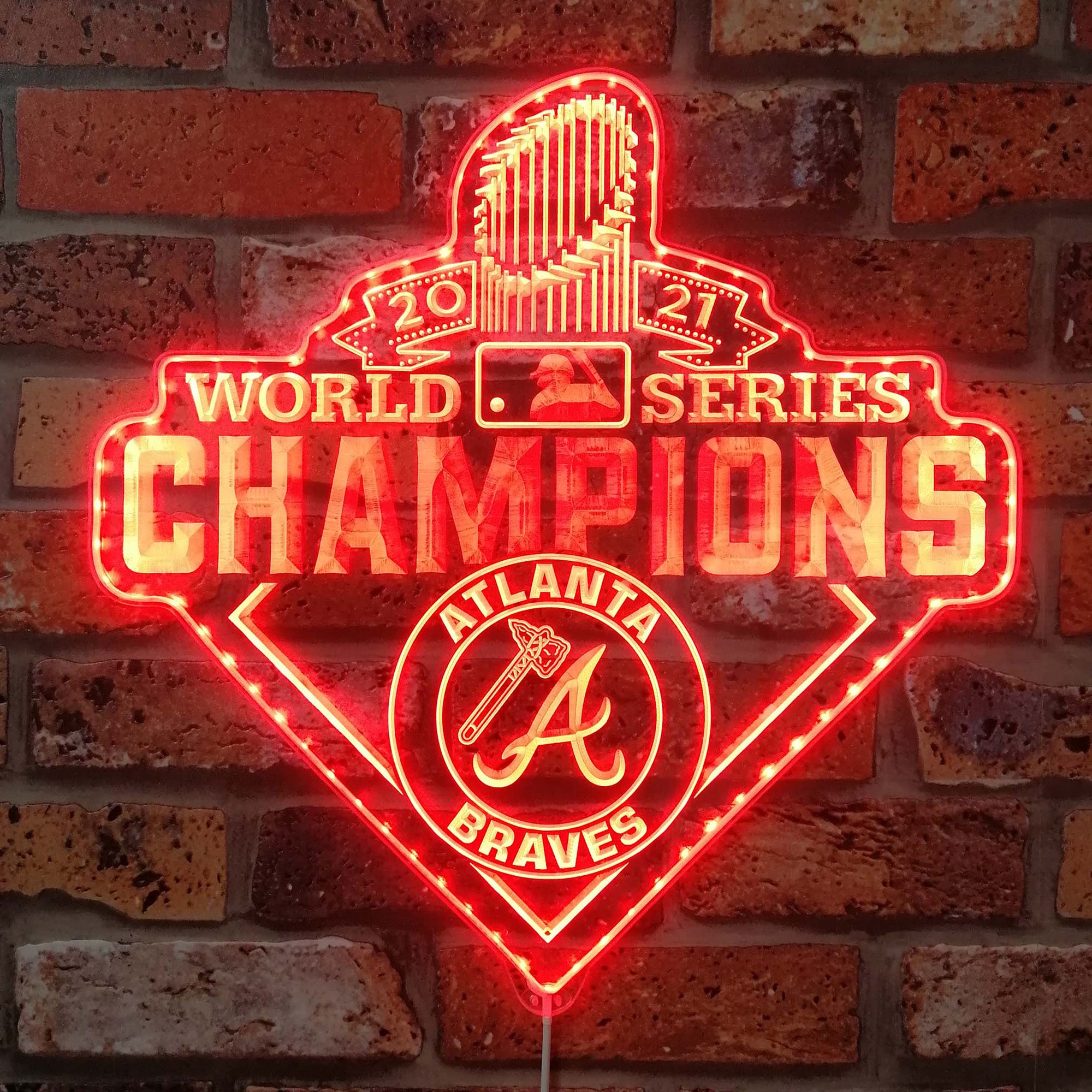 Atlantia Braves 2021 world champions Dynamic RGB Edge Lit LED Sign