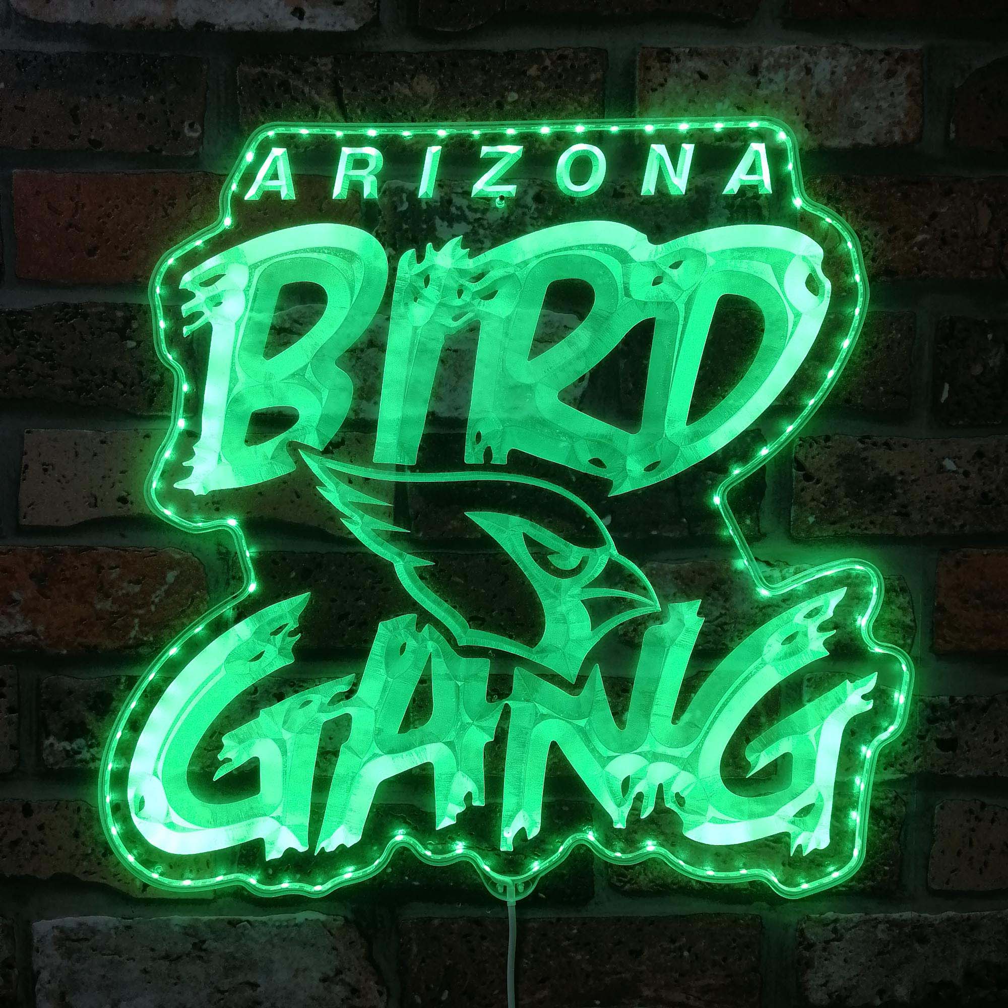 Arizona Cardinals BIRD GANG Dynamic RGB Edge Lit LED Sign